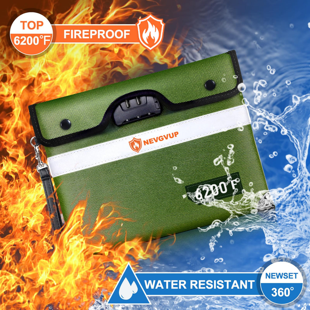 Fireproof Money Bag 4200°F - Heat Insulated, 9.8 x 6.5" Small Fireproof Document Bags with Waterproof Zipper, Fire proof Bag with Reflective Strip and Fireproofs Edeging, Fire Pouch Set for Valuables