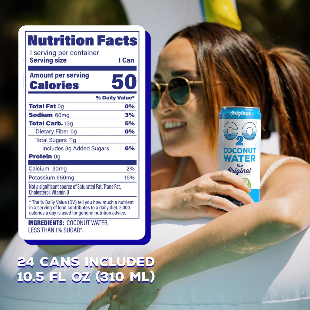 C2O - Coconut Water with Ginger, Lime, & Turmeric (12 Pack) - Made with Fresh Coconut Water - Plant Based - Non GMO - Canned Water - Natural Hydration, Electrolytes, & Potassium - 12 Cans, 17.5 FL OZ
