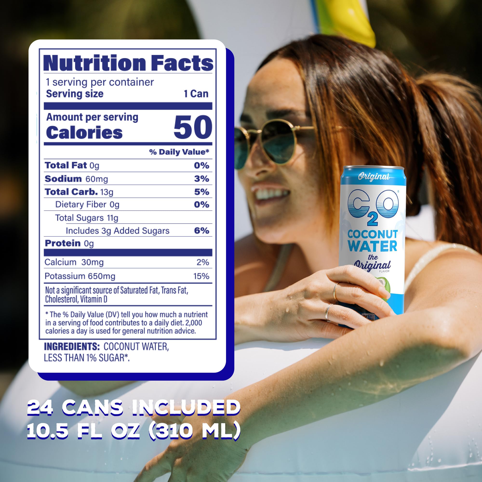 C2O - Coconut Water with Ginger, Lime, & Turmeric (12 Pack) - Made with Fresh Coconut Water - Plant Based - Non GMO - Canned Water - Natural Hydration, Electrolytes, & Potassium - 12 Cans, 17.5 FL OZ