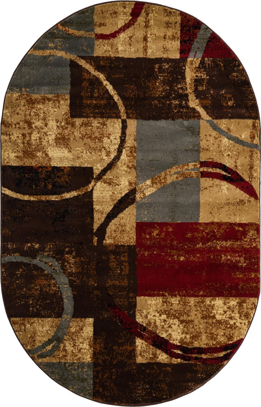 Unique Loom Barista Collection Area Rug - Kouillou (2' 2" x 3' 1" Oval, Multi/Brown)