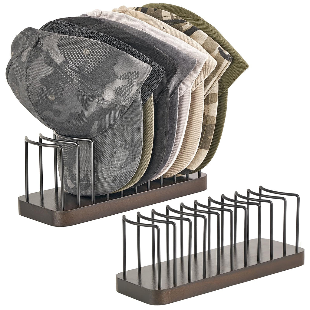 Mkono Hat Organizer for Baseball Caps, Set of 1 Hat Holder for 10 Baseball Caps, Tabletop Hat Rack Stand Hat Storage Display Baseball Cap Organizer for Desk Closet Shelf Dresser
