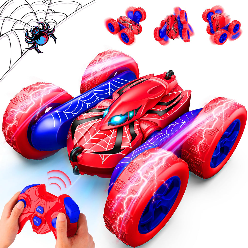 SYOKZEY Spider RC Cars Remote Control Car, Double Sided 360°Flip 4WD Rechargeable RC Drift Car,Toys for 3-12 Year Old Boys,Toys for Ages 5-7 Toys for Ages 8-13 Christmas Basket Stuffers (Red)