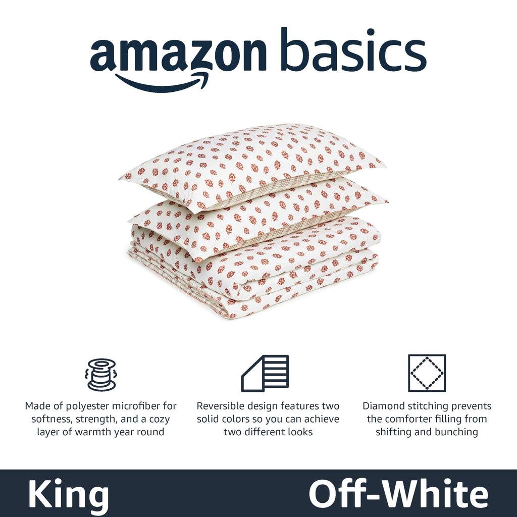 Amazon Basics Reversible Lightweight Microfiber All Season Comforter Blanket, Twin/Twin XL, Burgundy/Grey (Pack of 2)
