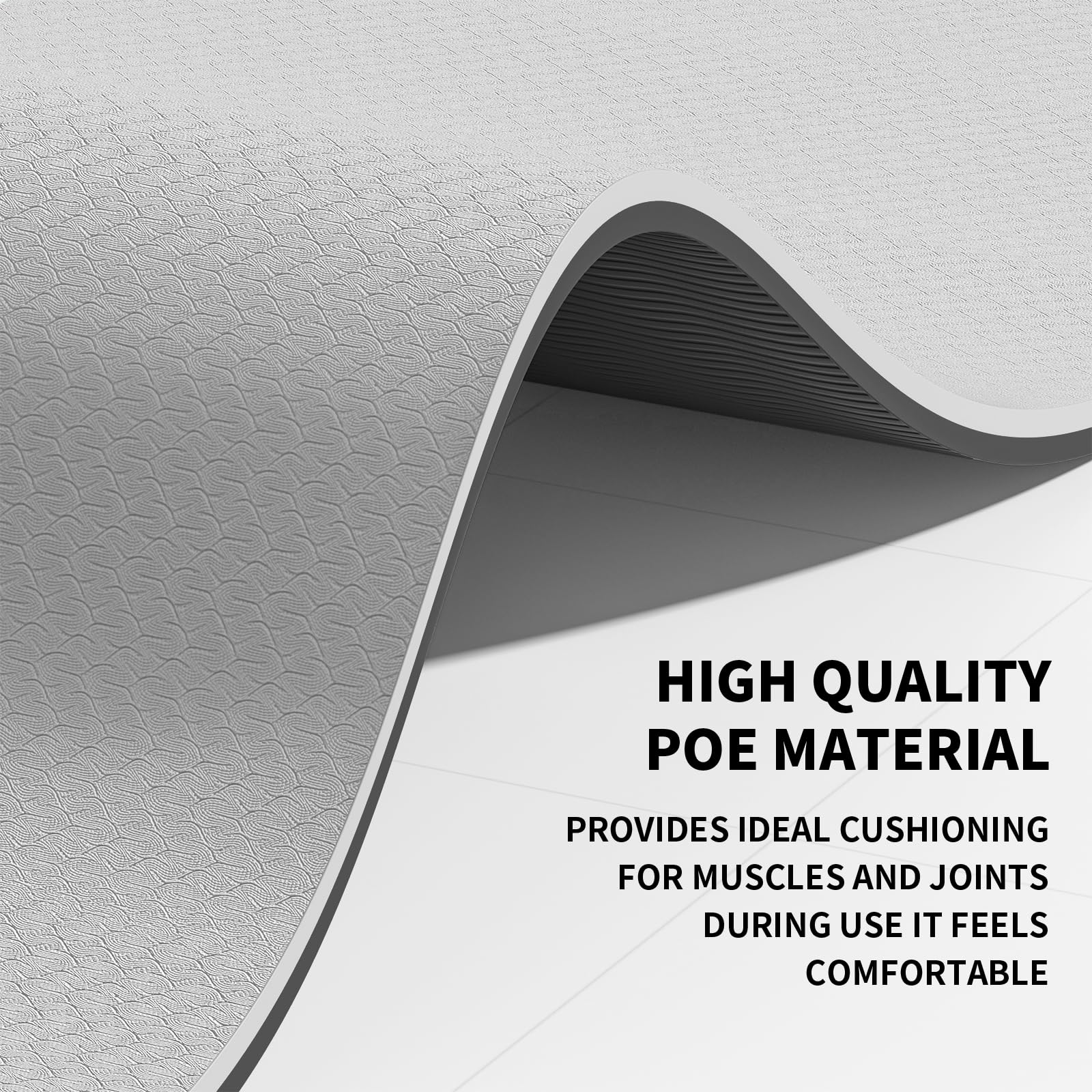 Large Yoga Mat (6'x 4')-POE 0.28''/0.32''/0.4'' Thick Fitness Mat, Eco-Friendly Exercise Mat for Home Workouts, Ideal for Yoga and Pilates