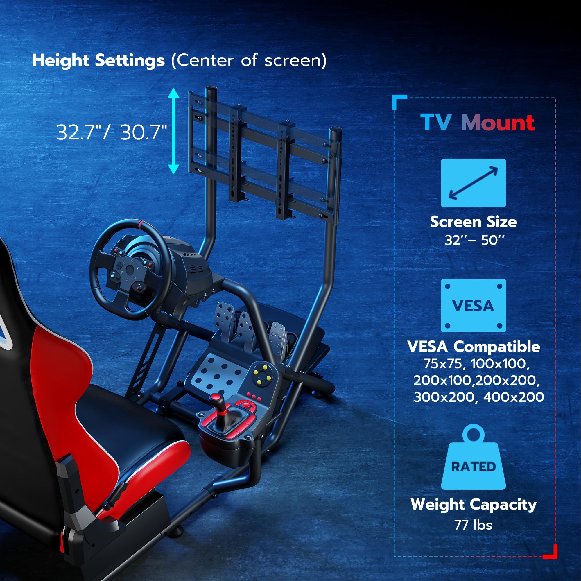 ARES WING Sim Racing Cockpit, Racing Wheel Stand with Seat, Formula and GT Racing Simulator Cockpit Compatible with Fanatec, Thrustmaster, Logitech, Moza Racing Games on PS5, PS4, Xbox and PC