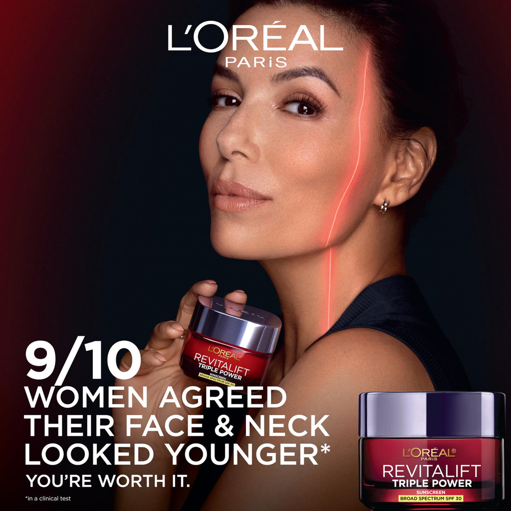 L'Oreal Paris Revitalift Triple Power Anti-Aging Face Moisturizer, Pro Retinol, Hyaluronic Acid & Vitamin C to Reduce Wrinkles, Firm & Brighten Skin, 2.55 Oz