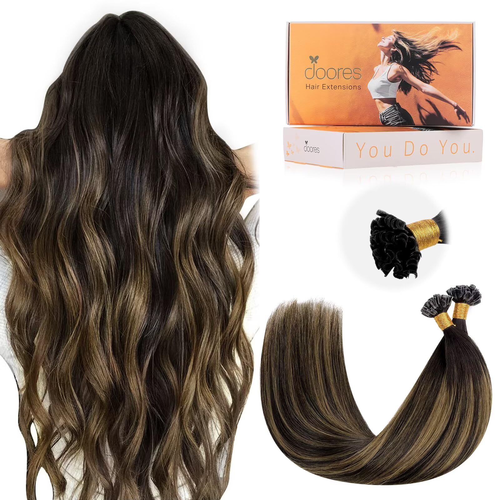DOORES Blue Hair Extensions, 14 Inch 25g/25s Invisible Soft Micro Link Hair Extensions Silky Virgin
