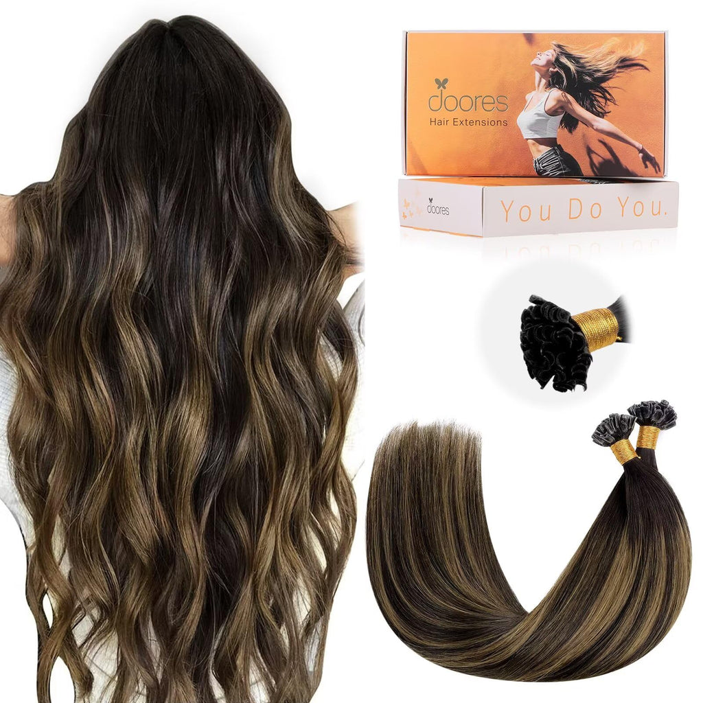 DOORES Blue Hair Extensions, 14 Inch 25g/25s Invisible Soft Micro Link Hair Extensions Silky Virgin