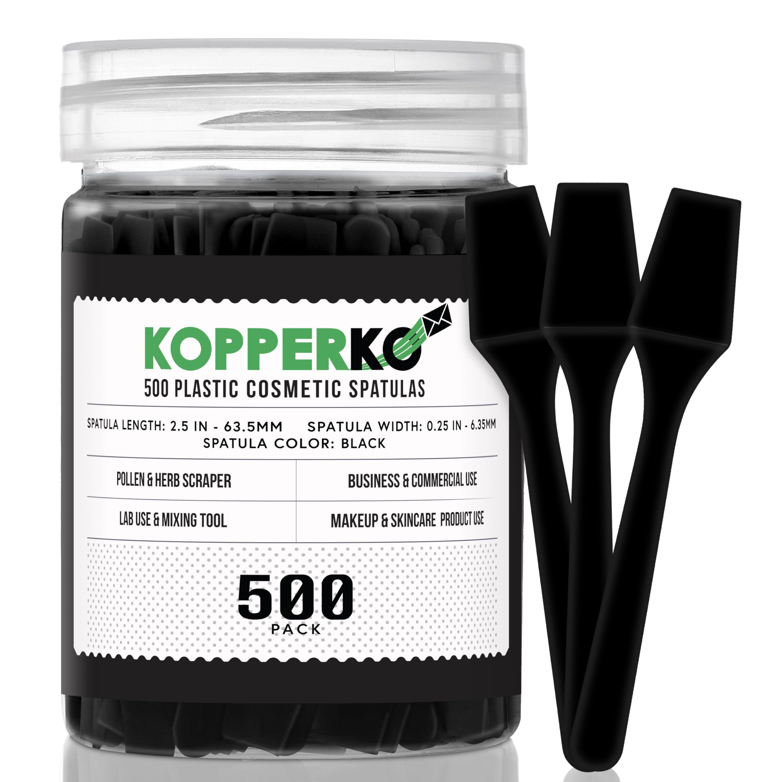 Kopperko Mini Lotion Spatula (2.5", 100 Pack) - Mini Spatula for Cosmetics, Creams & Crafts | Ointment Applicator for Mixing, Skincare, Face Mask | Disposable Lotion Applicator for Face | Black