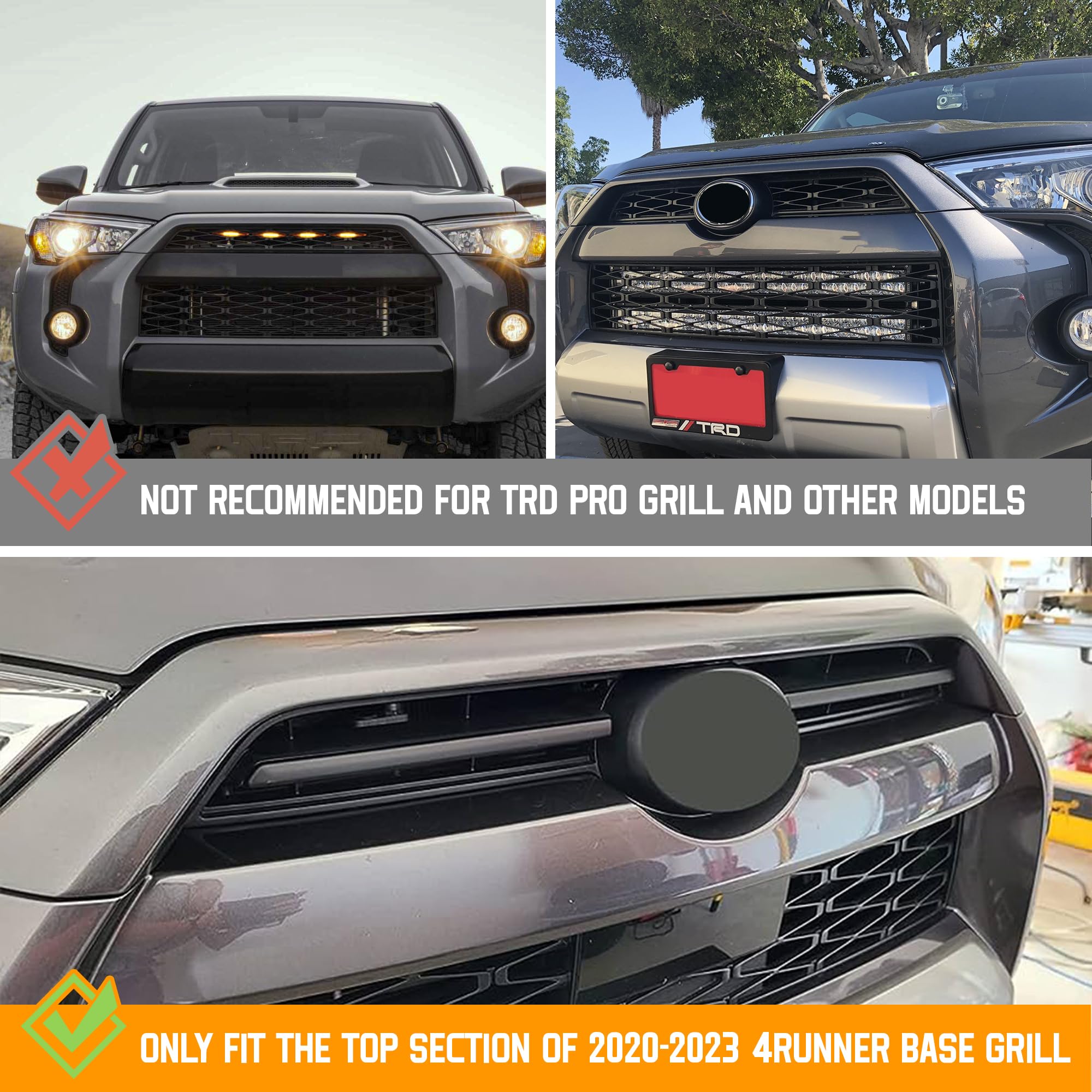 Seven Sparta 4 PCS Grill Led Lights Compatible with Toyota 4Runner 2014-2024 TRD Pro Grille and 2014-2019 SR5, Premium, Limited, TRD Off-Road, Fuse and Instruction Included (Amber)