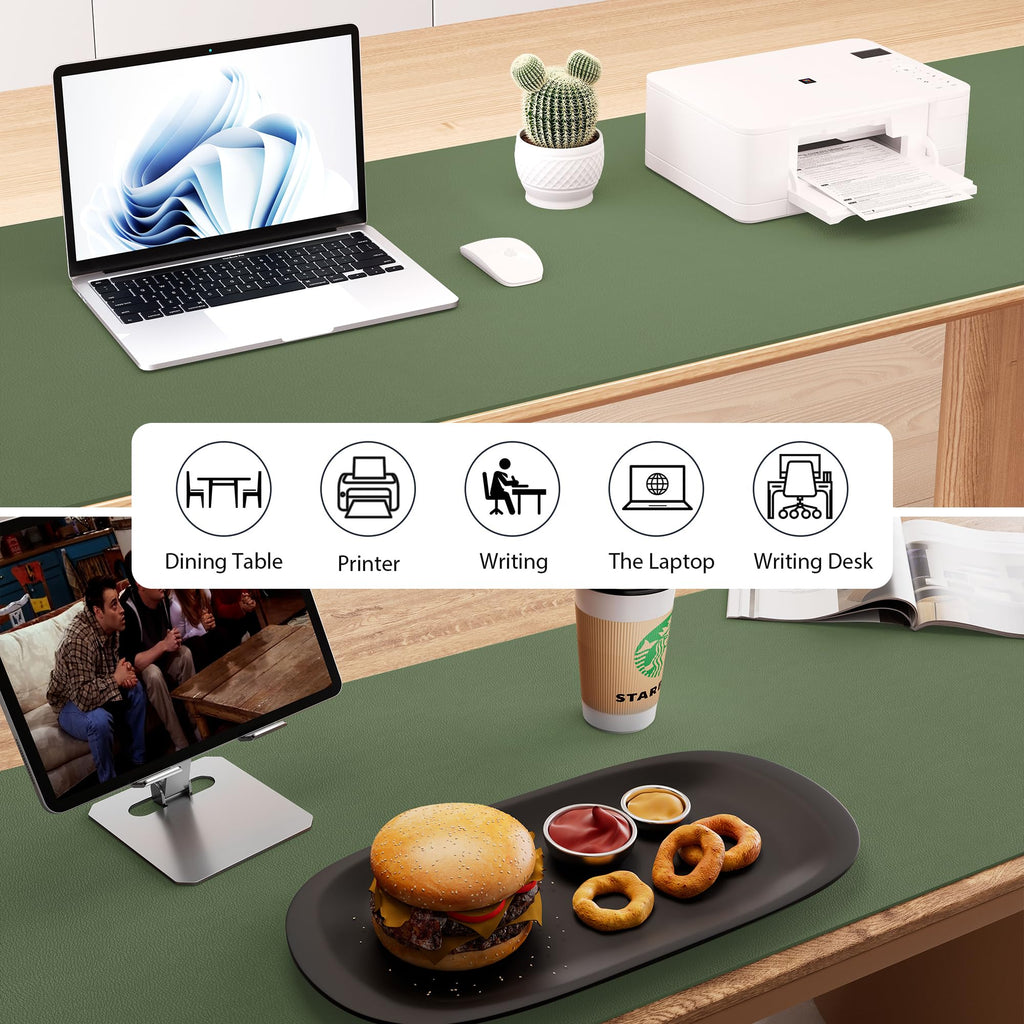Aothia Leather Desk Pad Protector - Large Mouse Pad, Office Mat, Non-Slip PU Leather Blotter, Laptop Desk Pad, Waterproof Writing Pad for Office and Home (Beige, 38" x 13.7")