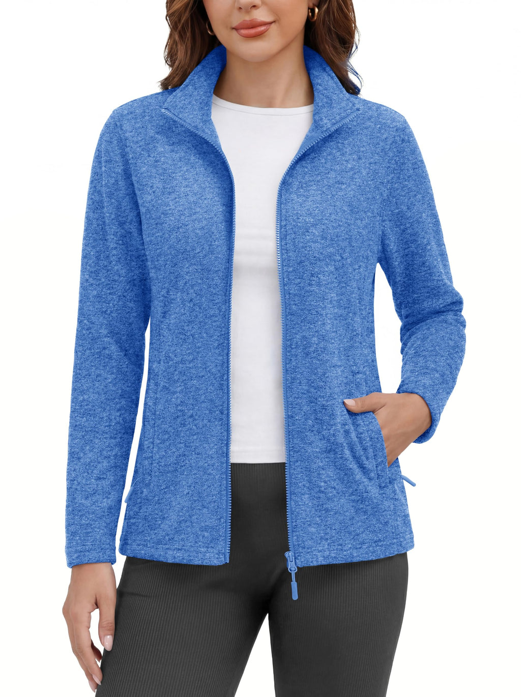MAGCOMSEN Fleece Jacket Women Zip UP Lightweight Soft Polar Warm Winter Jackets for Women with Pockets Outdoor Hiking