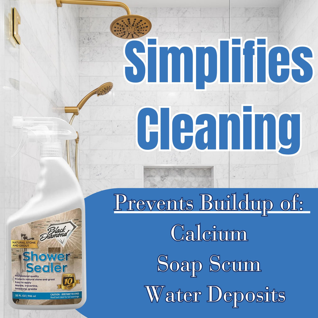 Natural Stone and Grout Penetrating Shower Sealer. Marble, Granite Travertine, Limestone. Protects Making Them Easy to Clean. Works Also on Grout in Tile, Ceramic, and Porcelain. 1-Quart