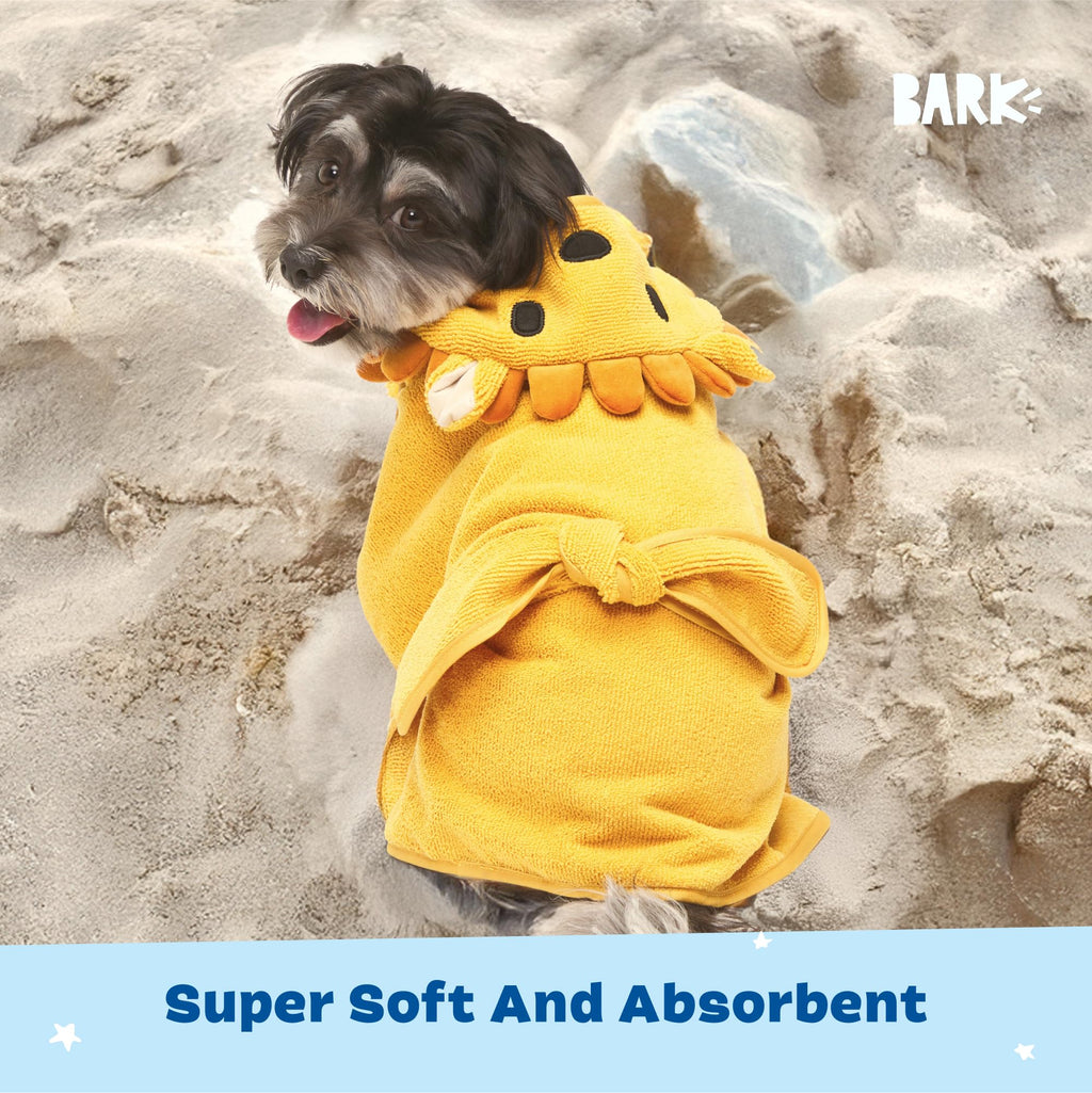 Barkbox Dog Bathrobe Fast Drying with Hook and Loop Closure & Wrap Tie Snuggle, Cute Dogs Clothes, Easy to Clean, Machine Washable, Dog Coats and Tumble Dry Low - Bunny, Medium