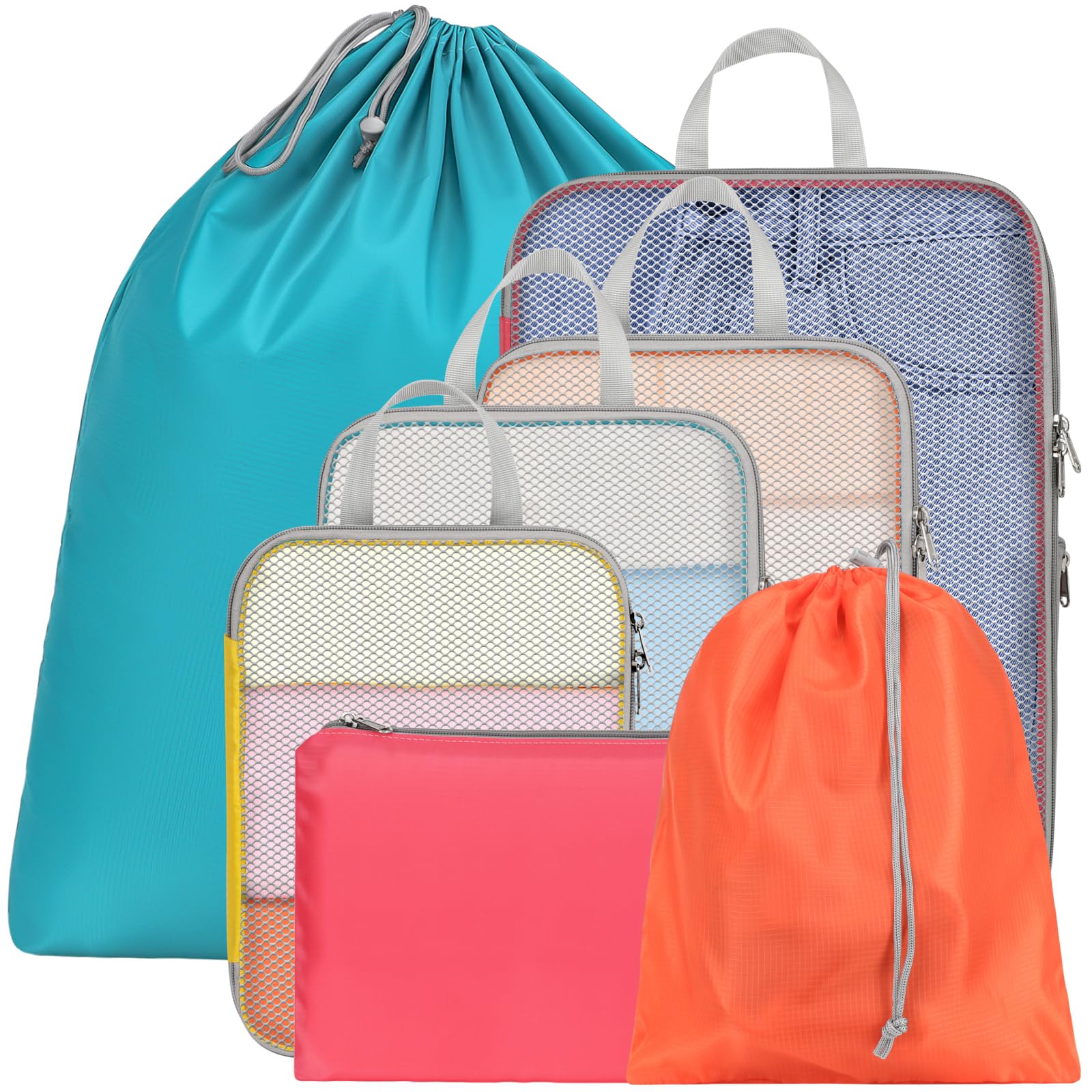 Cambond Compression Packing Cubes for Travel - Lightweight Expandable Travel Bags Luggage Organizers Travel Essentials Compression Cubes for Travel Space Saver for Carry on Suitcases Organizer