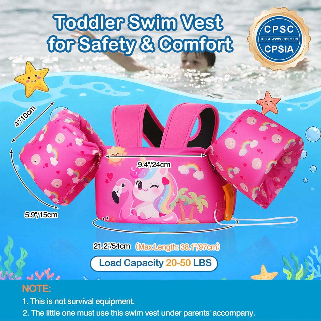 Moko Swim Arm Band for Kids 20-30-50 lbs, Cute Cartoon Toddler Swim Vest, Swimming Water Wings Pool Floaties Sleeve for Children Learn to Swim