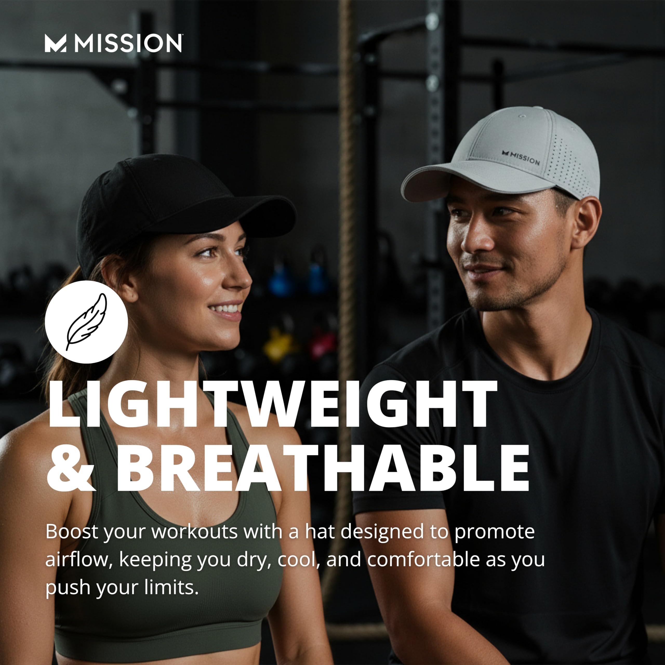MISSION Cooling Vented Performance Hat Unisex Cap for Workouts, Golf & Running, Sweat & Water Activated Technology