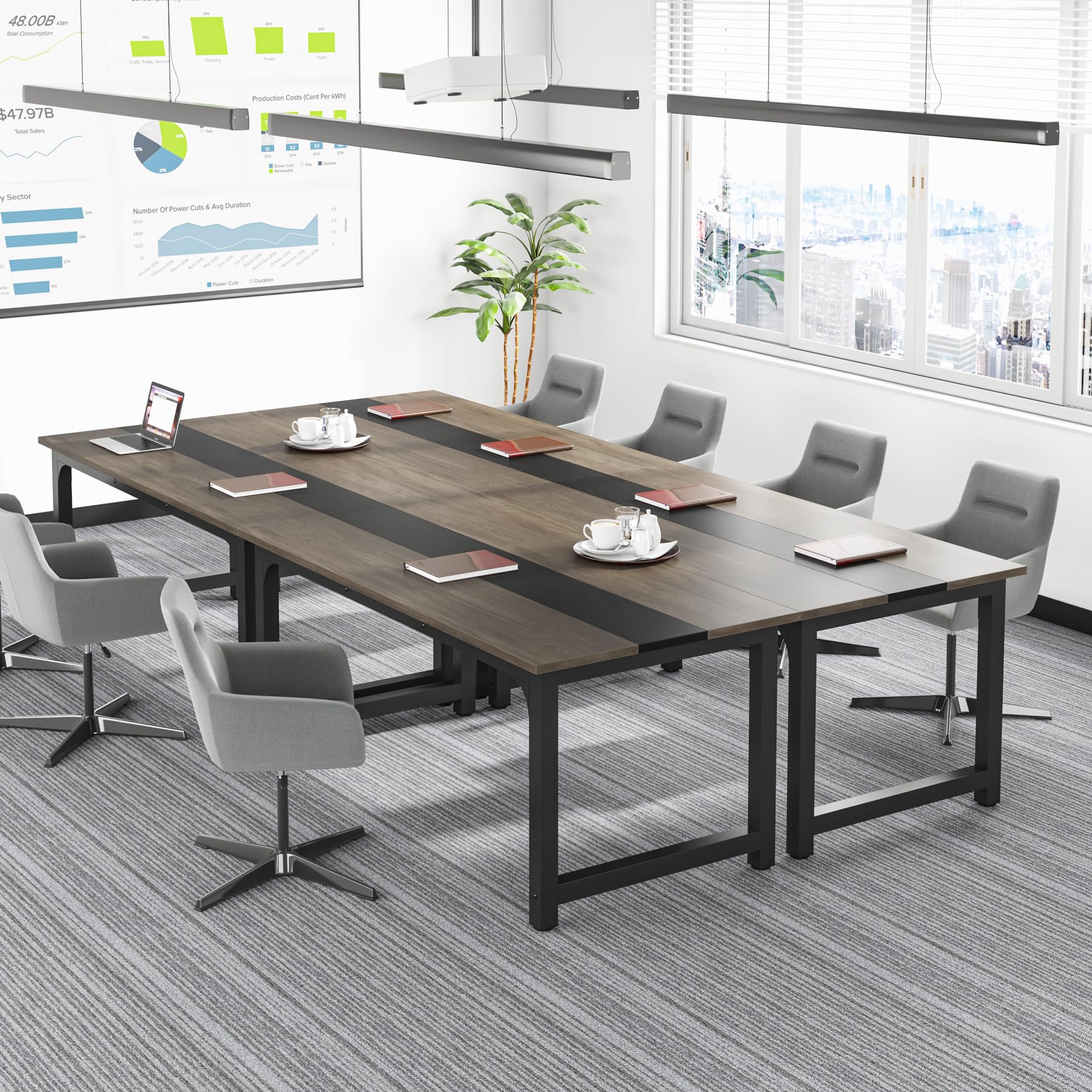 Tribesigns 63” Executive Desk, Large Office Computer Desk with Thicken Frame, Modern Simple Workstation Business Furniture for Home Office, Rustic Brown/Black