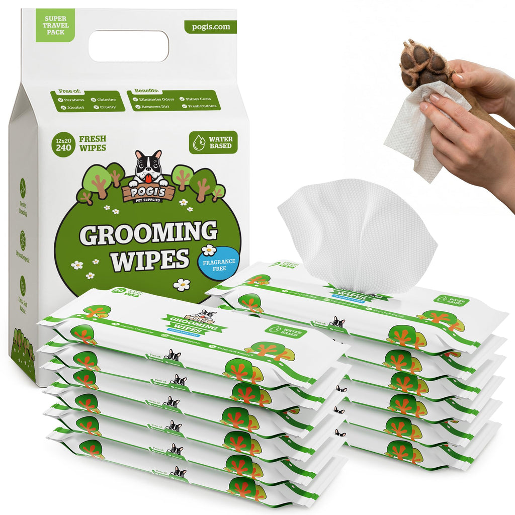 Pogi’s Dog Grooming Wipes – Hypoallergenic Pet Wipes for Paws, Body & Butt – Cleaning & Hydrating, Green Tea Scent, 100 Count
