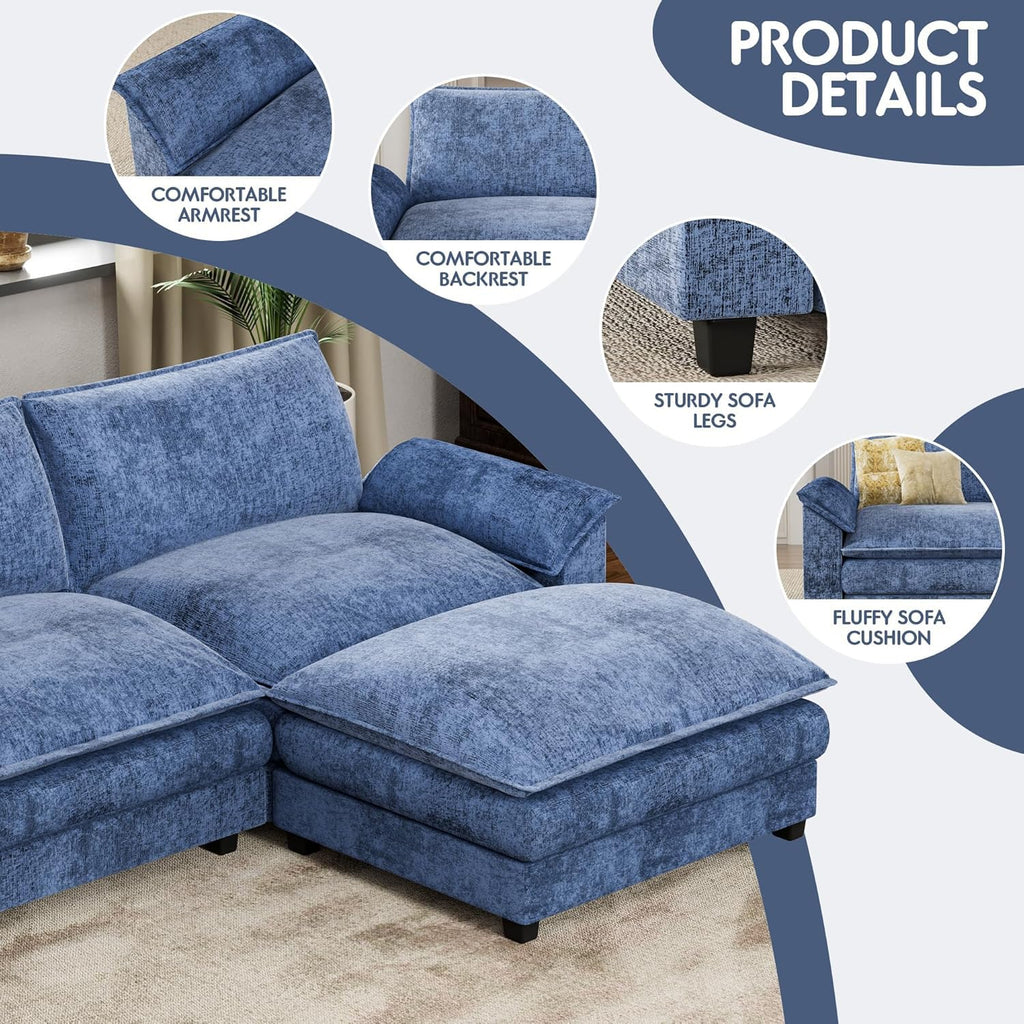 Homall 80" Modular Sectional Sofa, Loveseat Sofa Couch with Double-Layer Cushion, DIY Combination Chenille Deep 2-Seat Cloud Couch for Living Room, Apartment (Bright Grey, Loveseat Sofa)