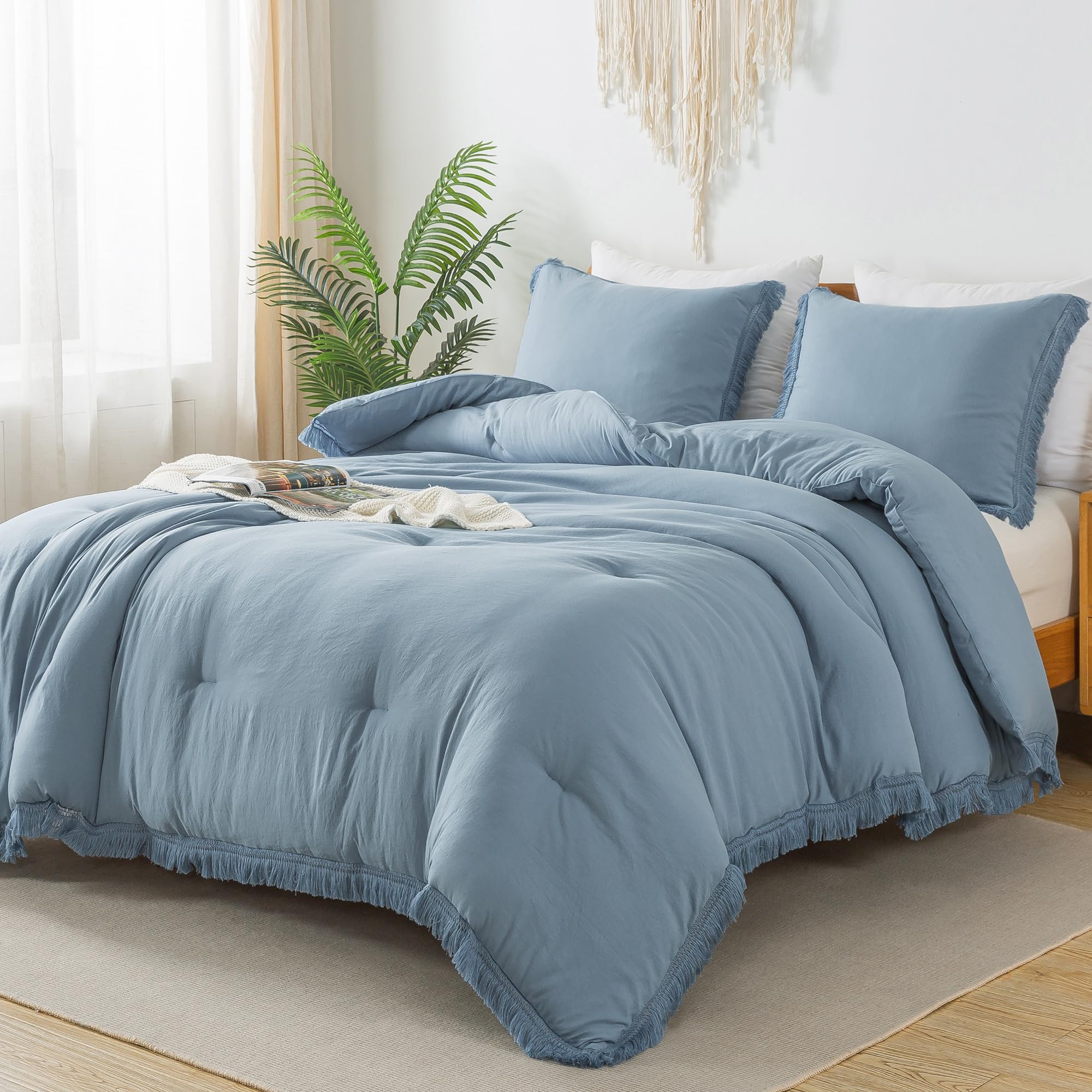 Andency Comforter Full Size Set Burnt Orange, 3 Pieces Boho Terracotta Winter Lightweight Bedding Comforter Sets, All Season Rust Tassel Bed Set (79x90In Comforter & 2 Pillowcases)