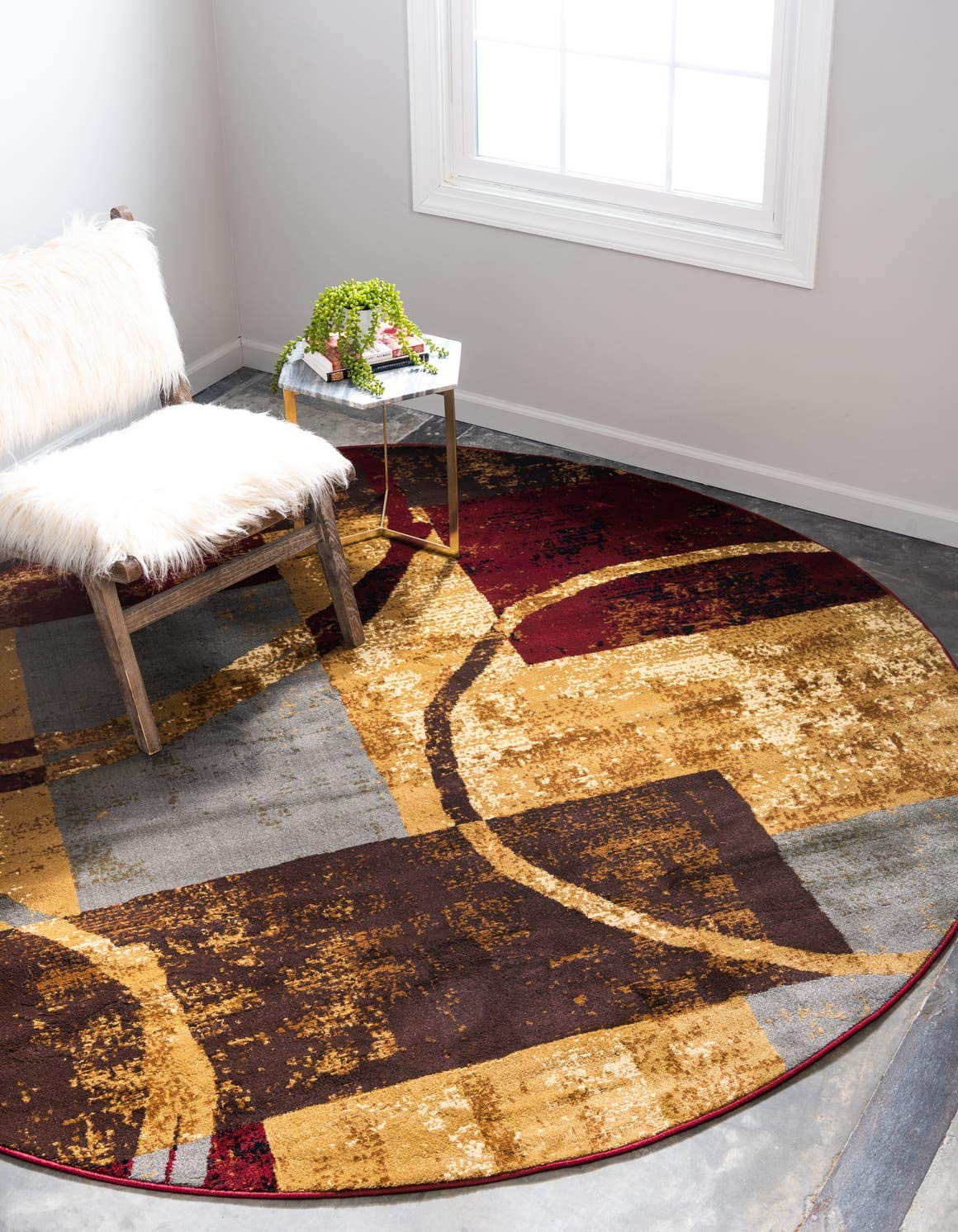 Unique Loom Barista Collection Area Rug - Kouillou (2' 2" x 3' 1" Oval, Multi/Brown)