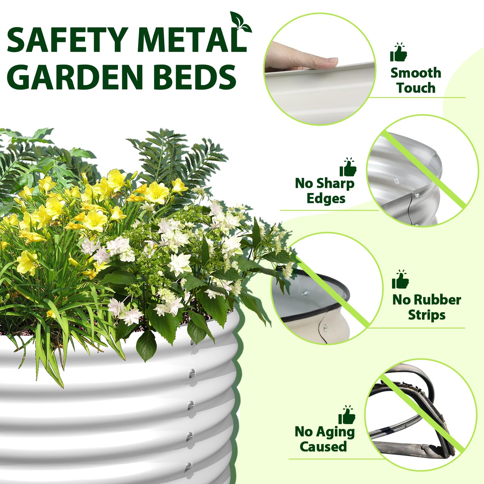 A ANLEOLIFE 2-Pack 3ft x 24” Tall Galvanized Raised Garden Beds Outdoor, Round Metal Planter Box for Planting Vegetables Flowers Herb, Anti-Rust & Easy-Setup, Quartz Grey