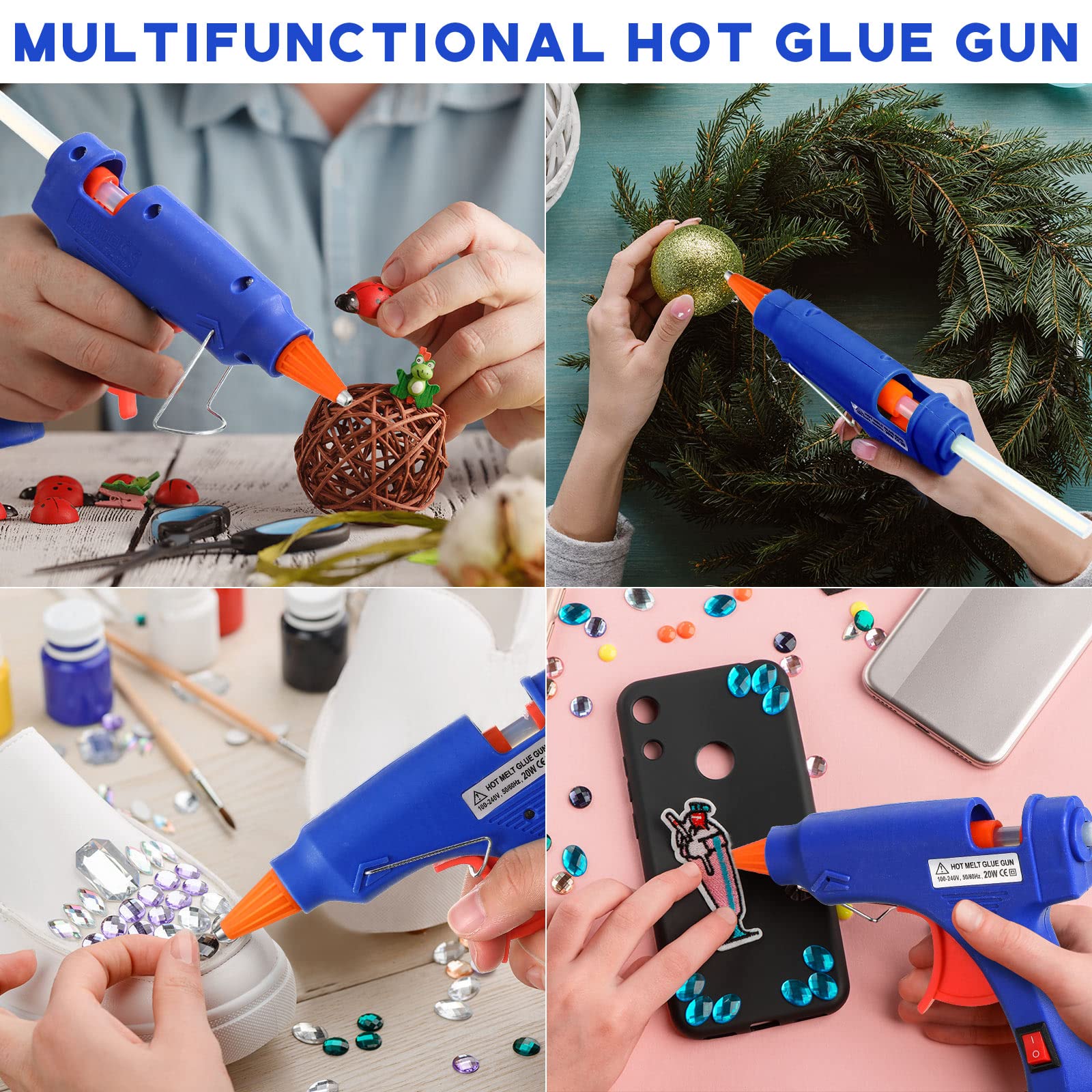 Zhengmy 6 Pcs Mini Glue Gun Crafts Hot Melt Guns Low Temp Glue with Burn Protection Fast Preheating and Easy Squeeze Trigger for School DIY Arts Class Projects Home Quick Repairs, 20 W (Multicolor)