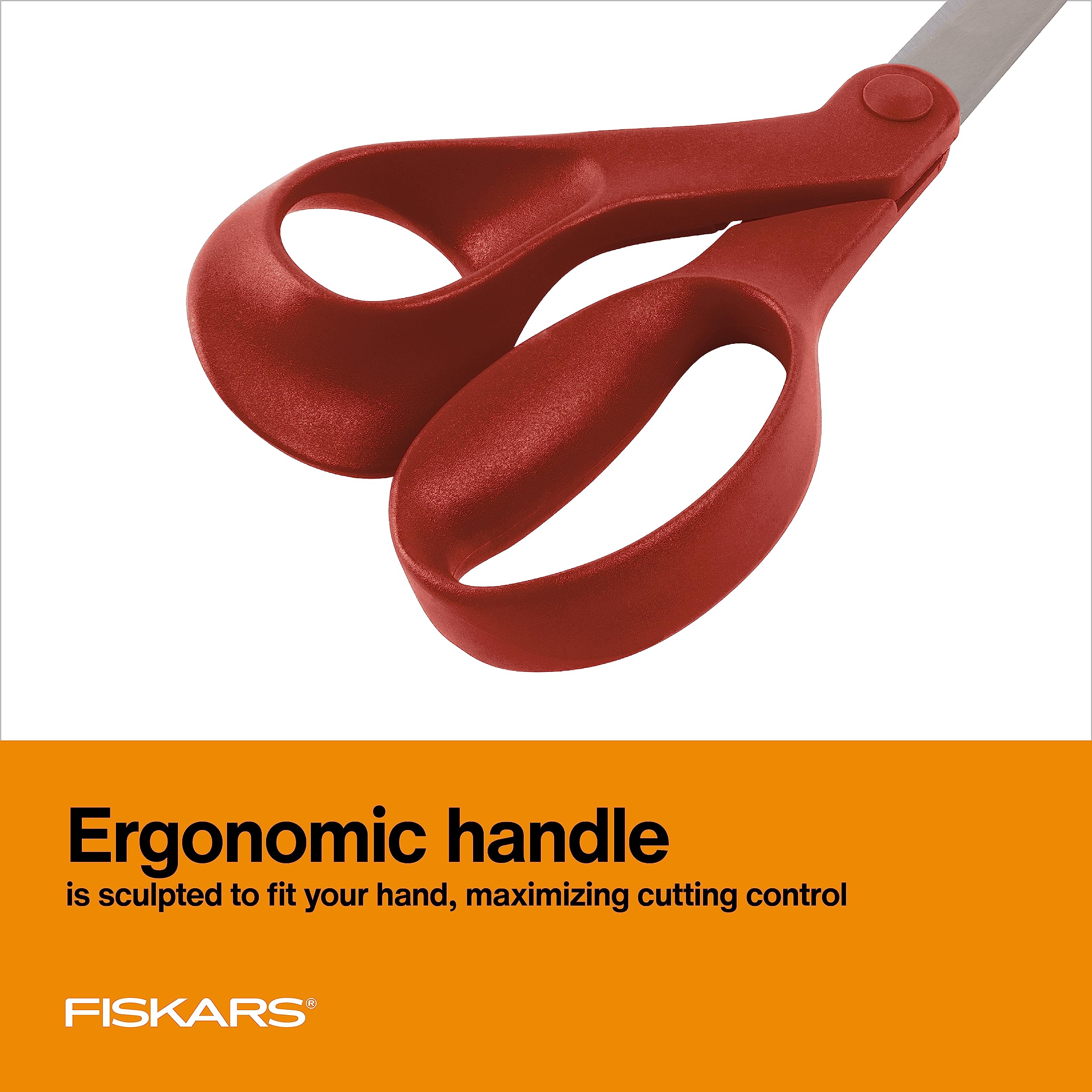Fiskars 8" Original Orange-Handled Stainless Steel Scissors, Ergonomic and Keeps Material Flat, Sharp All-Purpose Paper and Fabric Scissors for Office, Arts, and Crafts