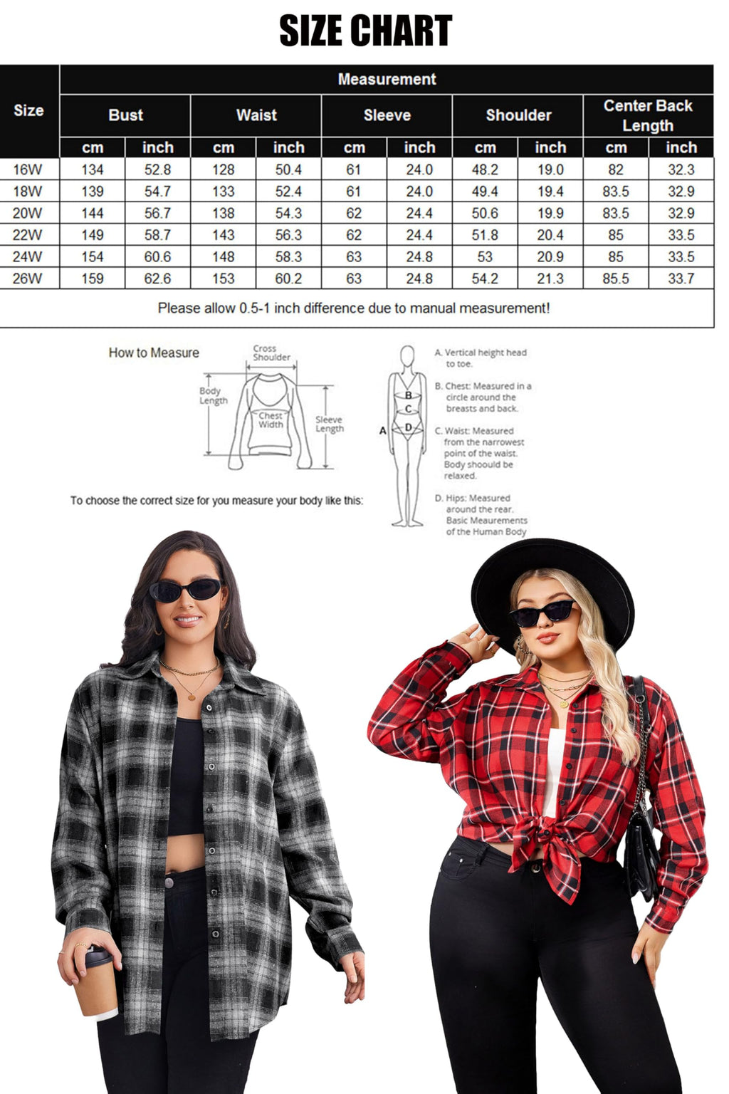 Zeagoo Womens Plus Size Flannel Shirts Plaid Shirts Long Sleeves Casual Button Down Collared Shacket Tops