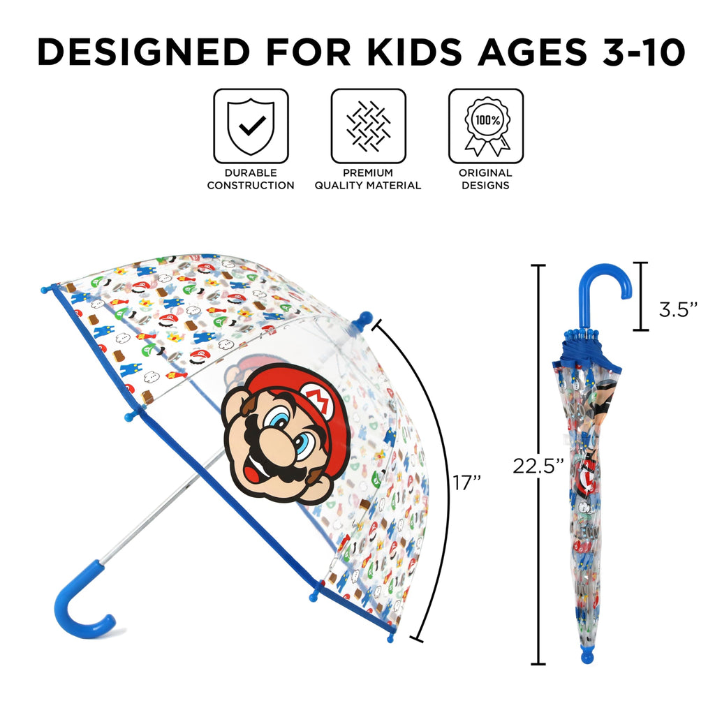 ABG Accessories Kids Umbrella for Boys and Girls Dome clear bubble umbrellas for Rain Windproof & Transparent with Easy Grip Handle Ages 3-10