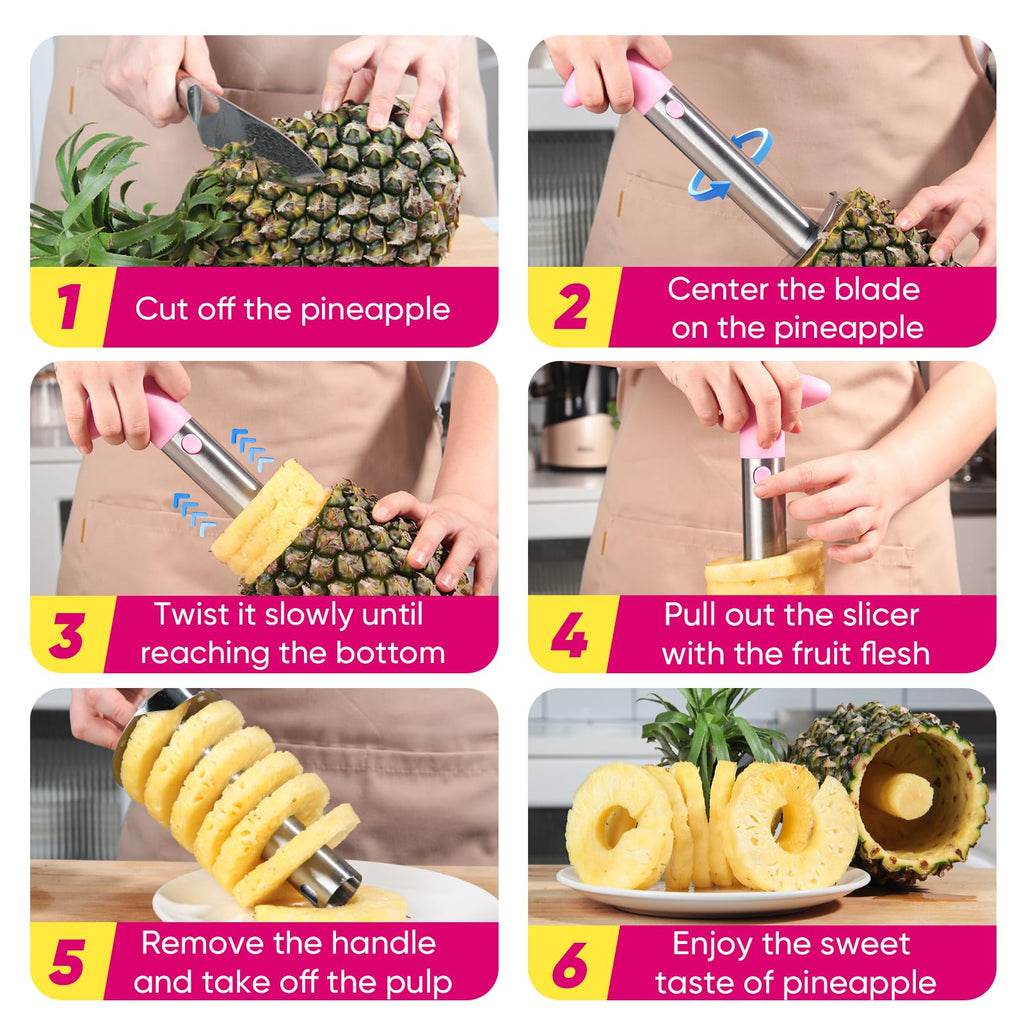 Pineapple Corer, [Upgraded, Reinforced, Thicker Blade] Newness Premium Pineapple Corer Remover, Stainless Steel Pineapple Core Remover Tool for Home & Kitchen with Sharp Blade for Diced Fruit Rings
