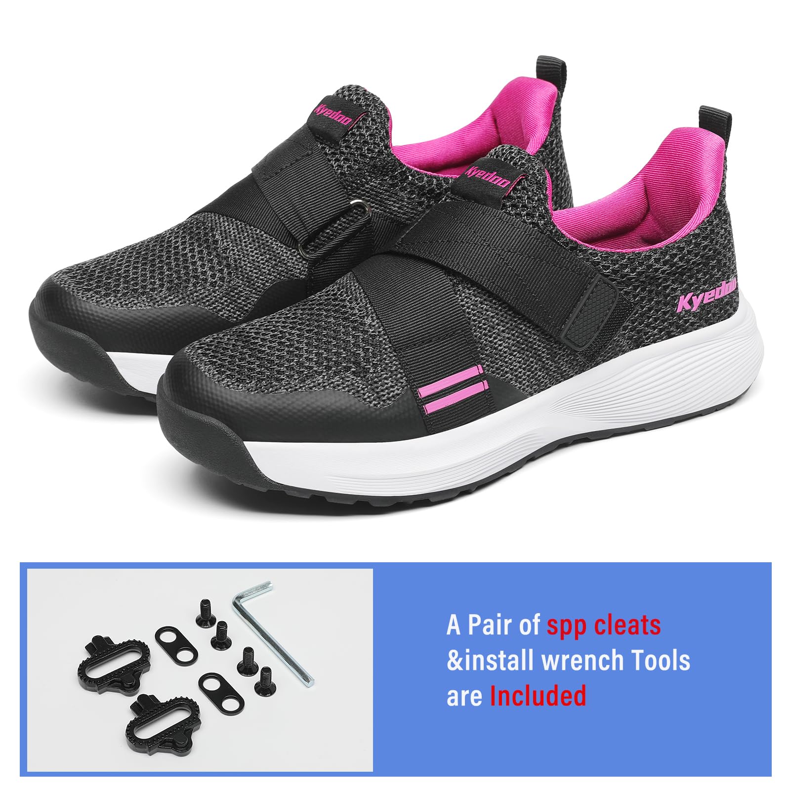 Kyedoo Men‘s Indoor Cycling Shoes Compatible with SPD Cleats, Comfortable Walkable Bike Shoes, Cleats Included