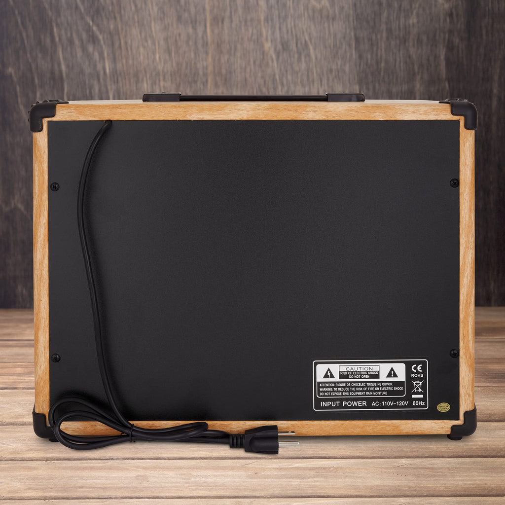 LyxPro Electric Guitar Amp 20 Watt Amplifier Built in Speaker Headphone Jack and Aux Input Includes Gain Bass Treble Volume and Grind - Black