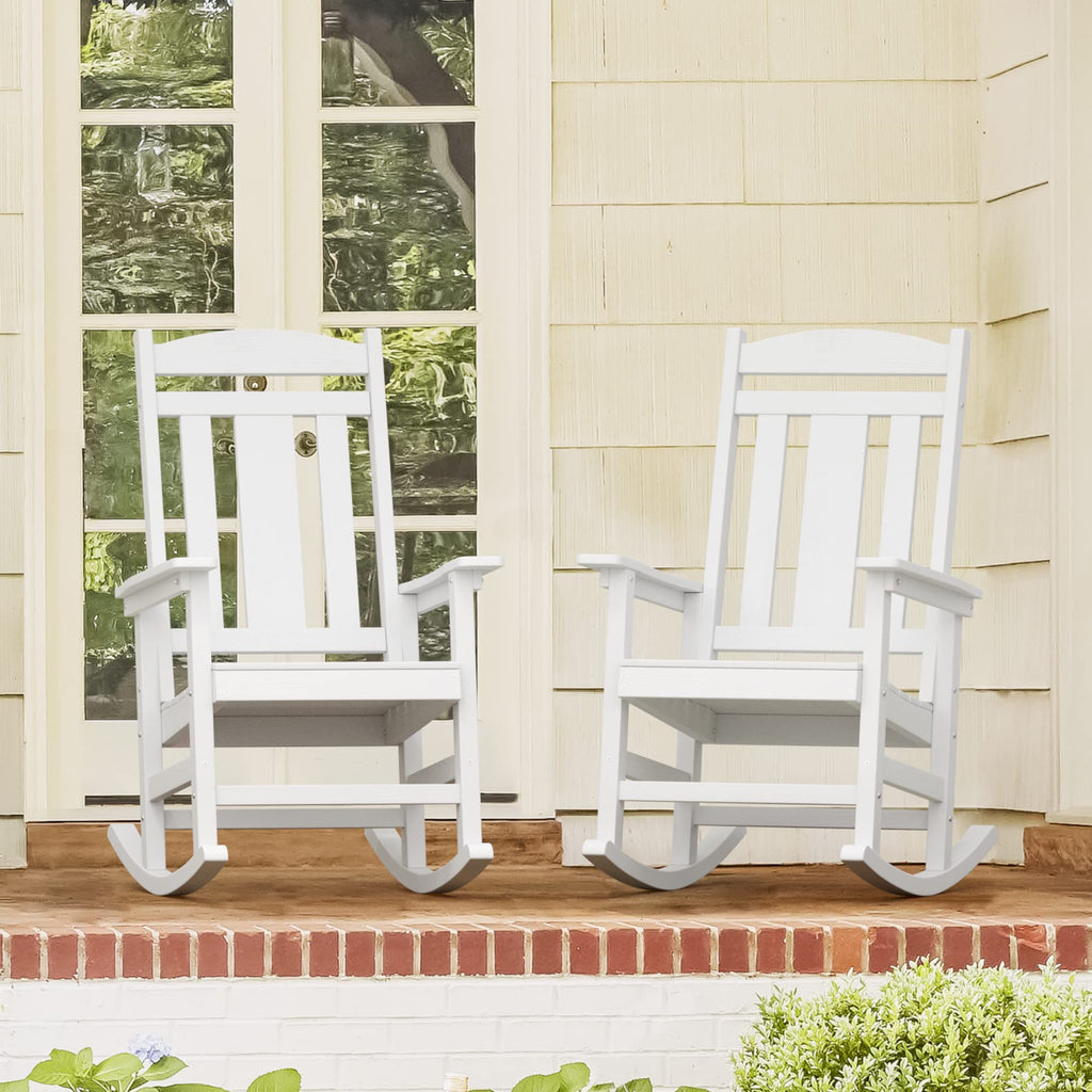 LUE BONA Rocking Chair Outdoor, Weather Resistant HDPS Plastic Rocker Chairs, 350lb Heavy Duty, Oversized Porch Rocker for Adult, High Back Smooth Rocking Chairs for Outdoor & Indoor, Aruba Blue