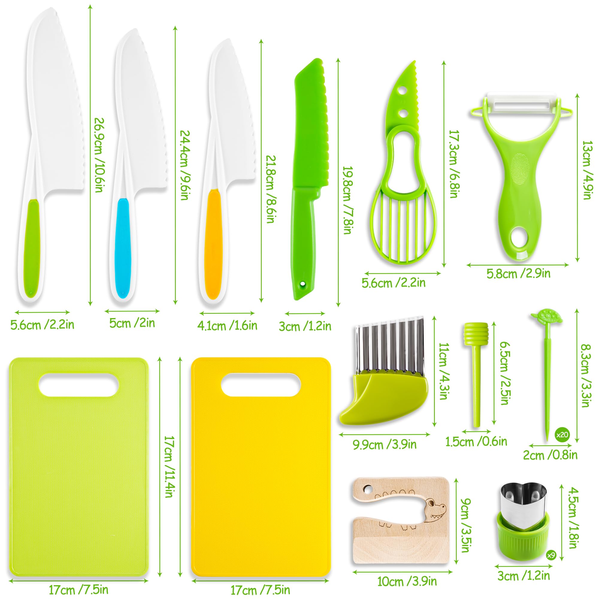 40Pcs Kids Knife Set for Real Cooking: Montessori Kitchen Tools for Toddlers, Kitchen Toy for 3 4 5 6 7 8 9 10 Year Old Boys Girls Birthday Gifts