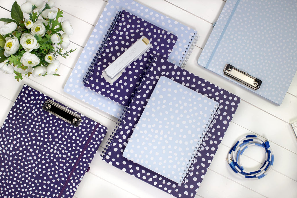 Steel Mill & Co Cute Clipboard Folio with Refillable Lined Notepad and Interior Storage Pocket, Black and White Padfolio for Work, Black Dots