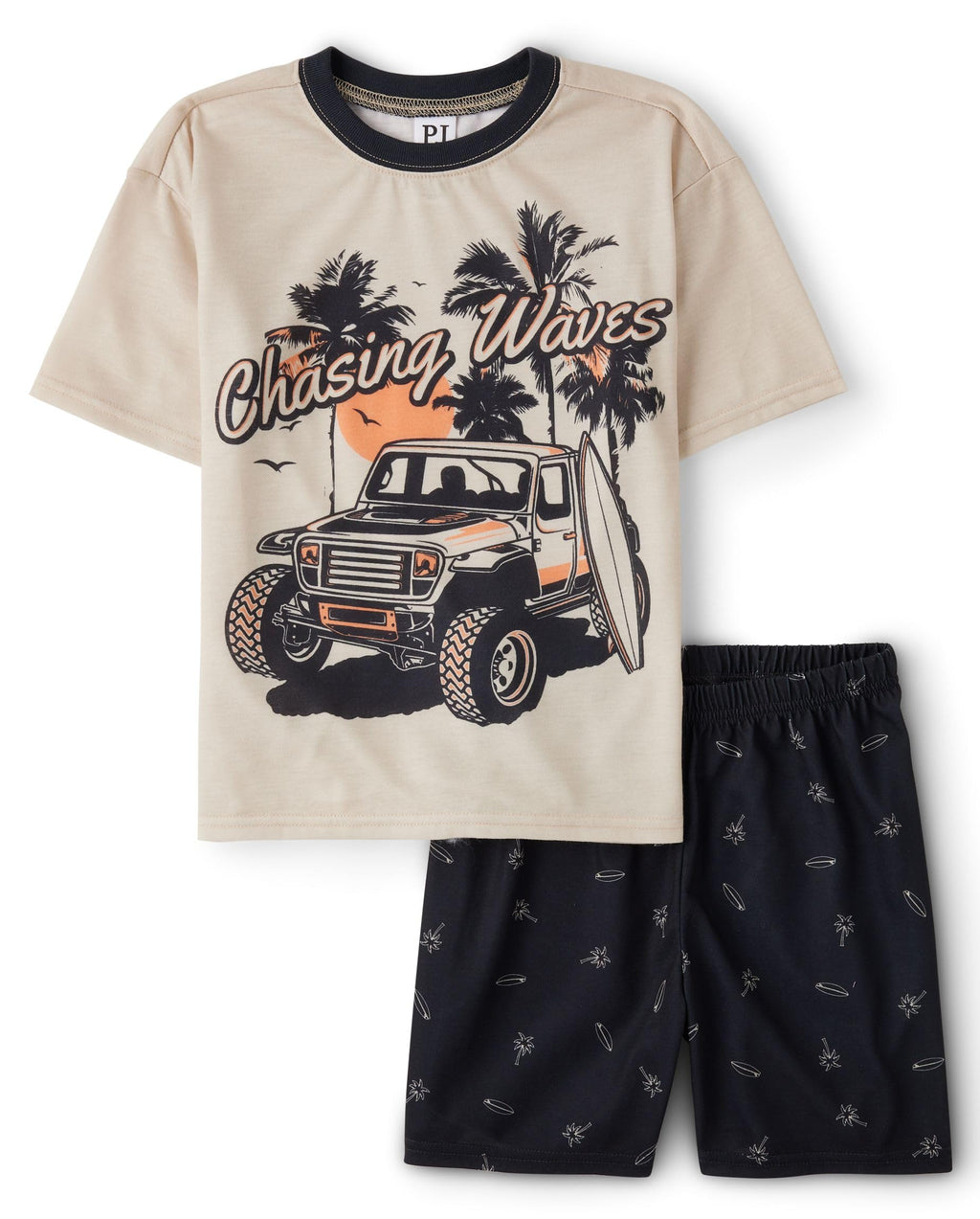 The Children's Place boys Short Sleeve Top and Shorts,2 Piece Pajama Set