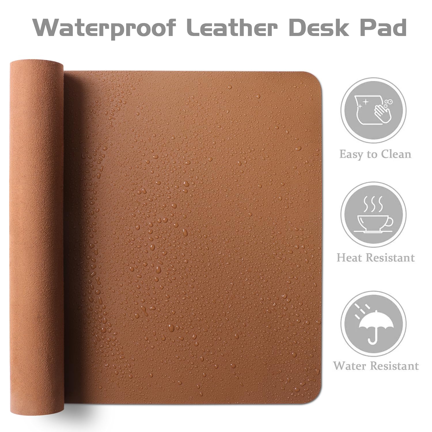 Aothia Leather Desk Pad Protector - Large Mouse Pad, Office Mat, Non-Slip PU Leather Blotter, Laptop Desk Pad, Waterproof Writing Pad for Office and Home (Beige, 38" x 13.7")