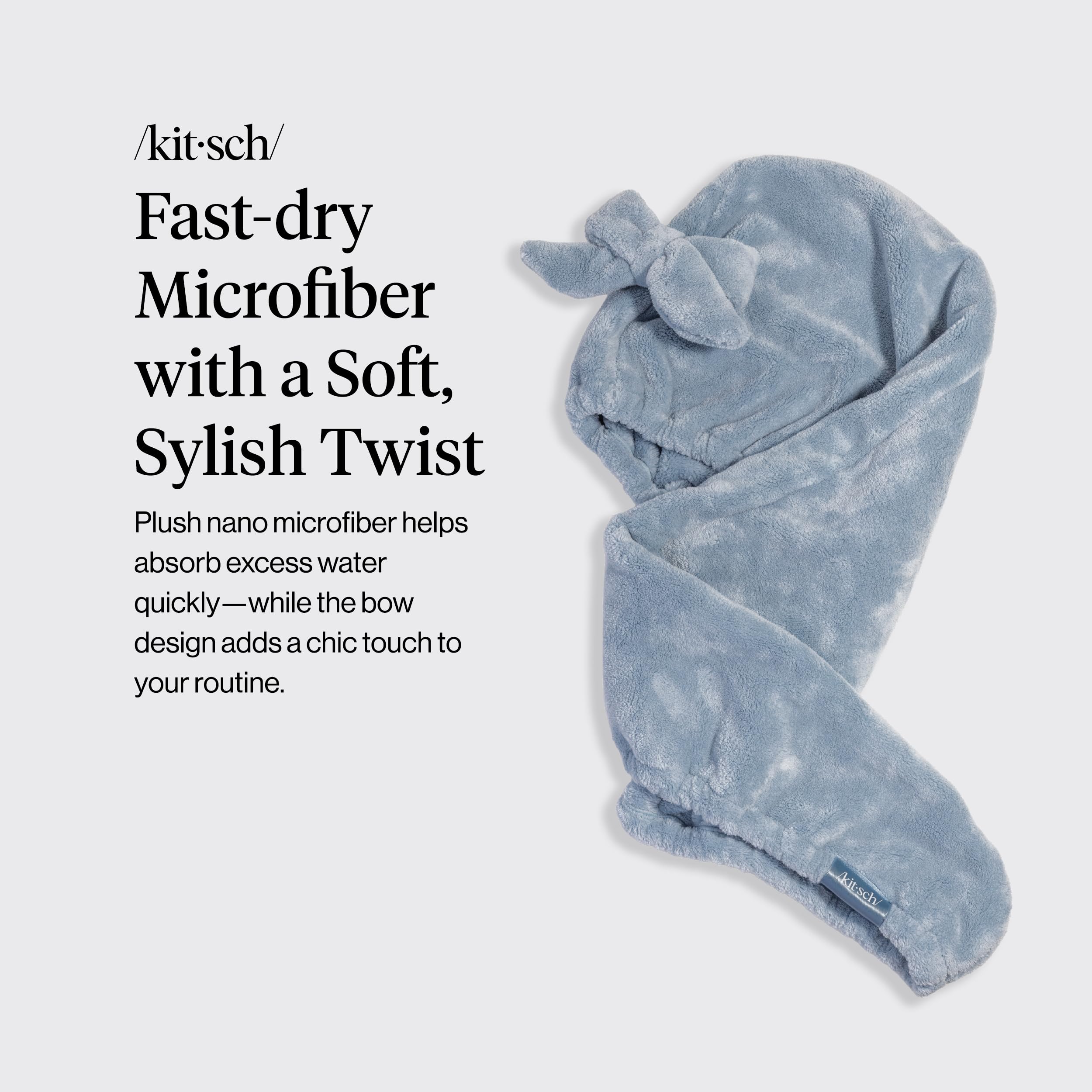 Kitsch Plush Microfiber Hair Towel Wrap for Women – Ultra Absorbent Microfiber Bath Towels for Wet, Curly, Long or Short Hair – Anti-Frizz Hair Wrap, Great Hair Care Gifts for Women