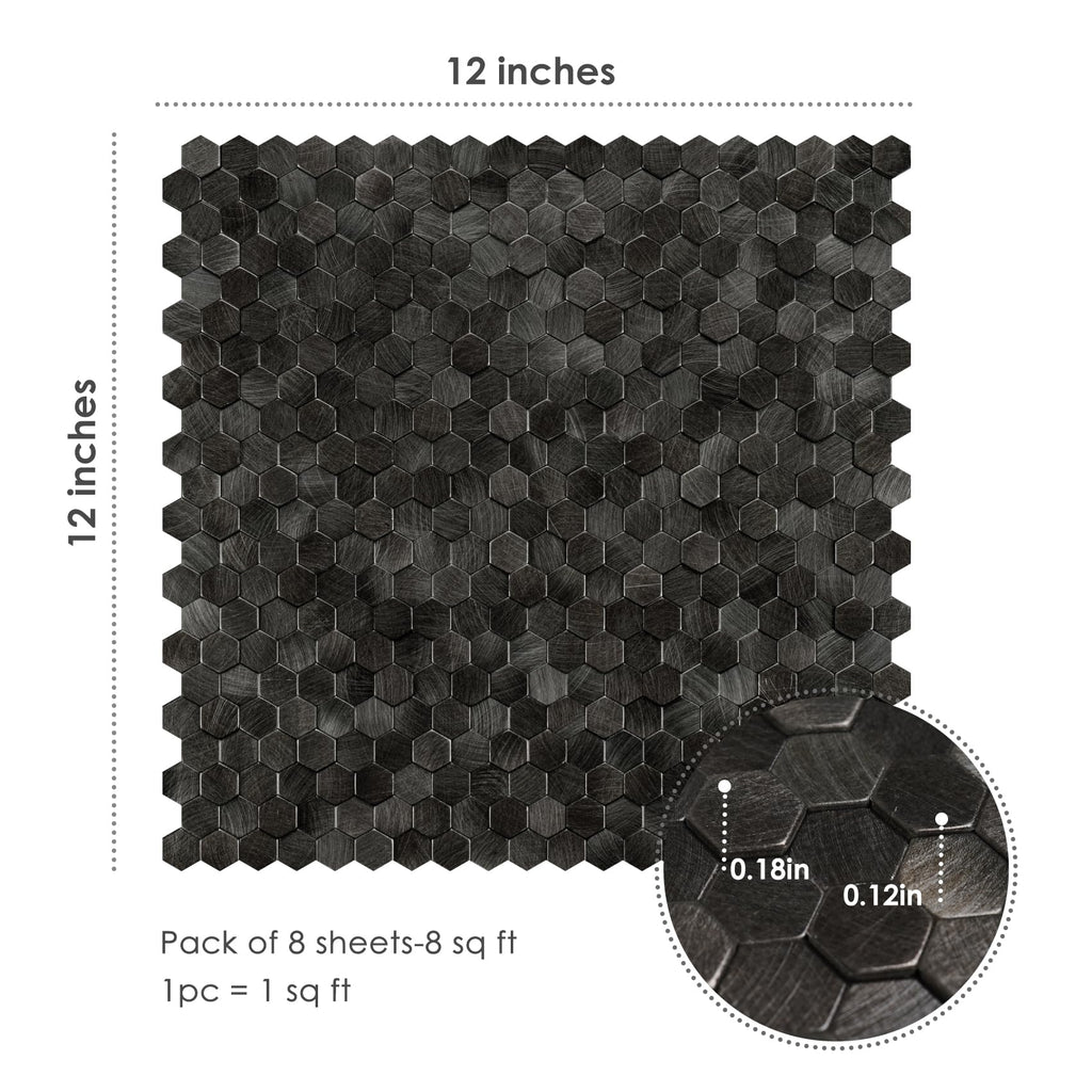 STICKGOO Peel and Stick Backsplash Tiles, Stick on Mosaic Self Adhesive Tiles, 3D Hexagon Backsplash for Kitchen Bathroom Fireplace Vanity (8PCS, Copper)