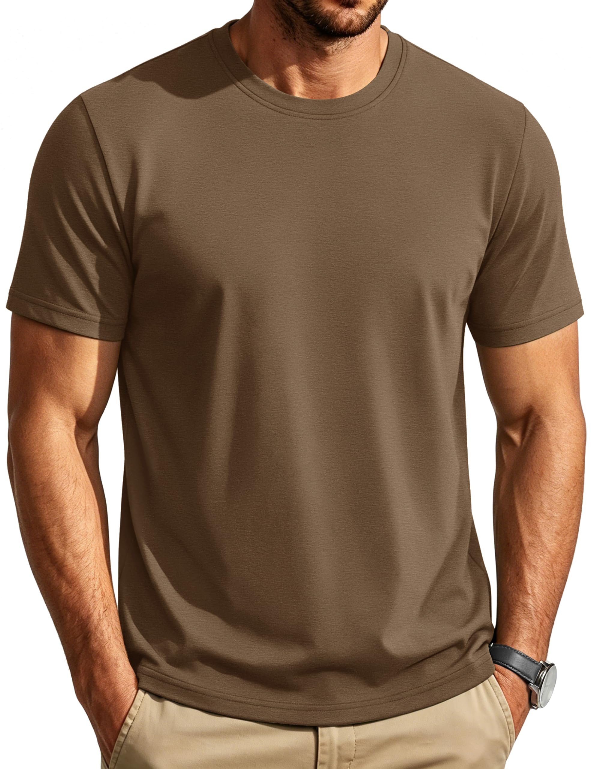 Cotrasen Mens T-Shirts Short Sleeve Cotton Crew Neck Lightweight Moisture Wicking Casual Soft Basic Plain Tee Shirts