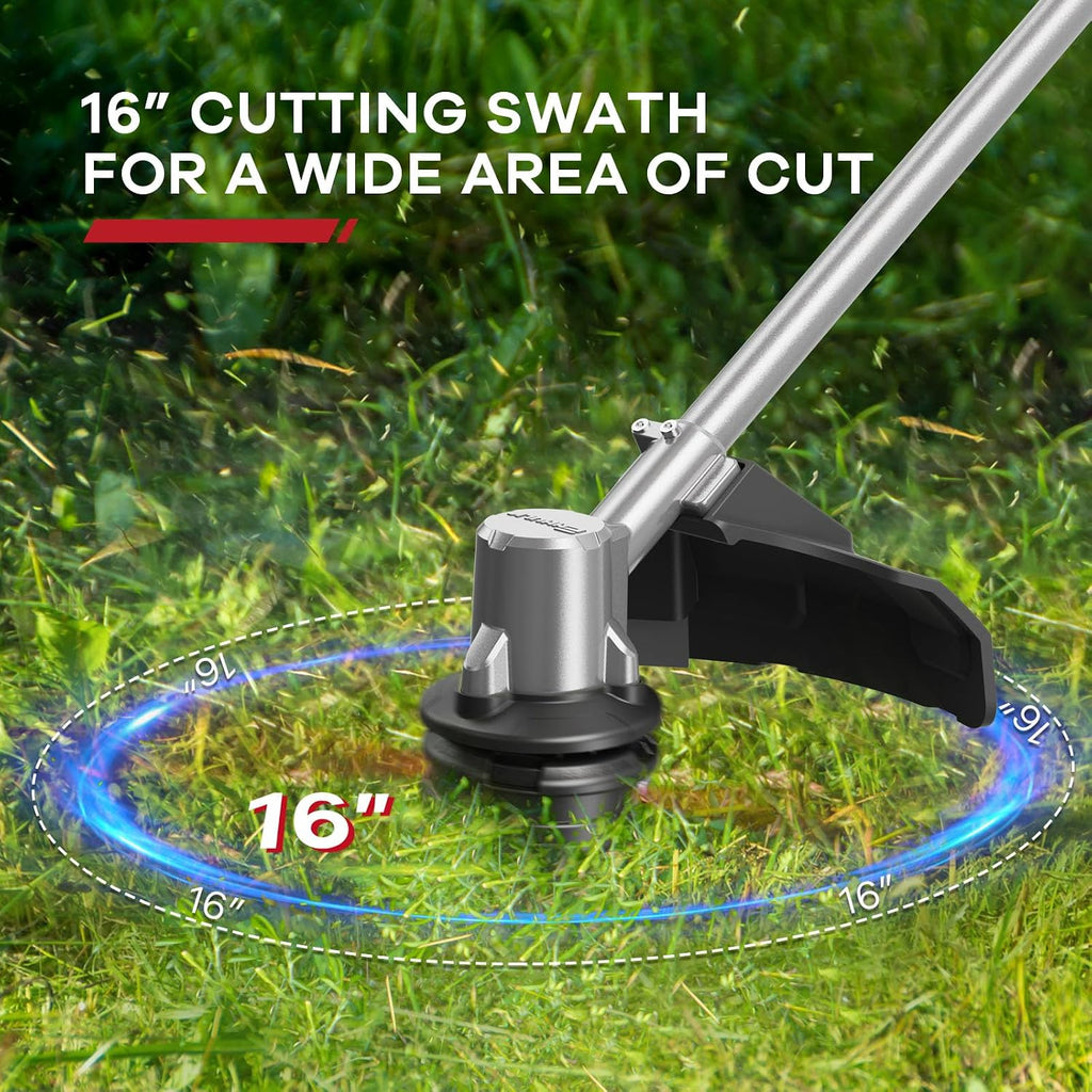 Enhulk 58V 16" Weed Wacker, Brushless with 3-Speed Setting, Weed Eater with Foldable Shaft, EZ-HMI LED Panel, 2.5Ah Battery & Charger Included
