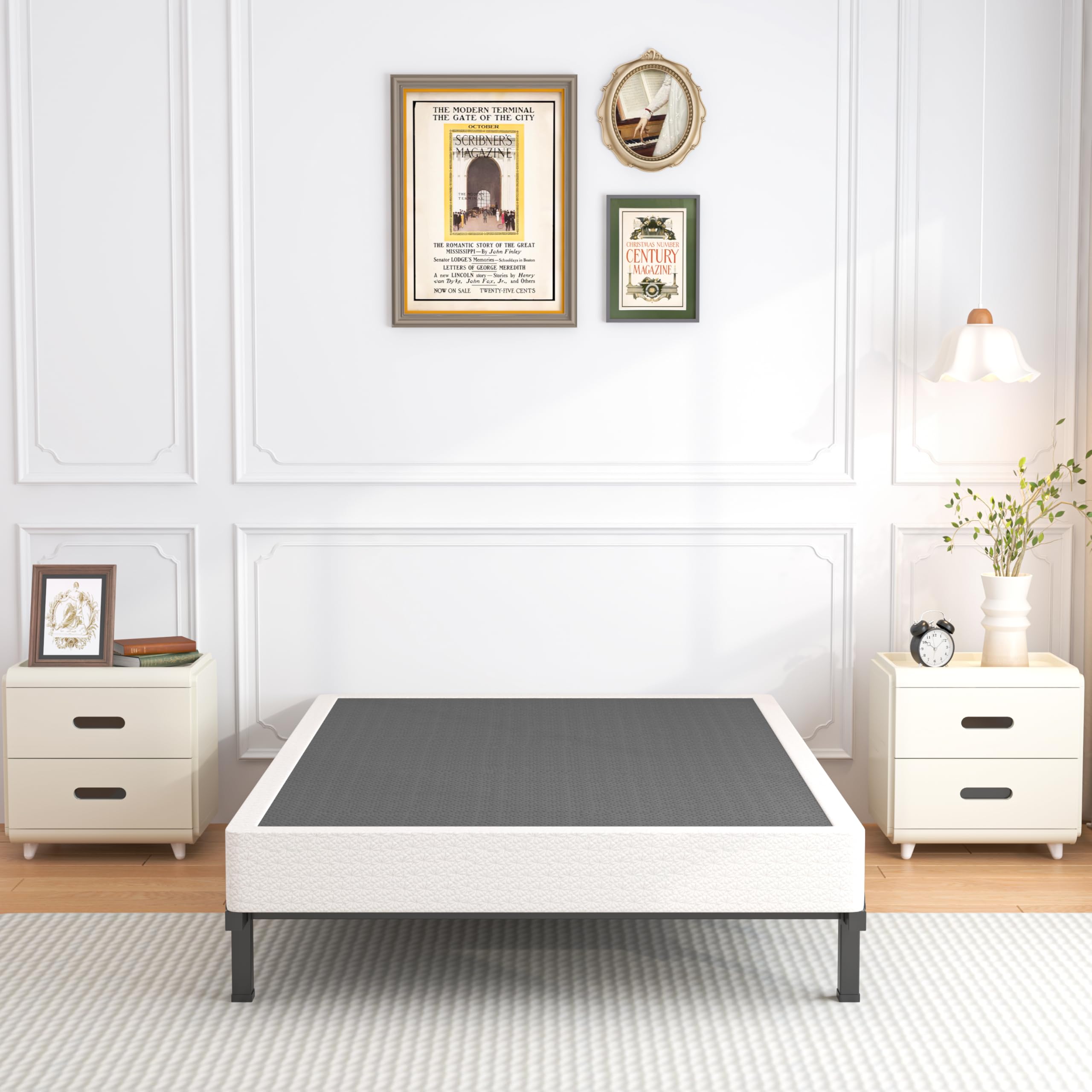ROIL 10 Inch Twin Box Spring, Heavy Duty Metal Box Spring Mattress Foundation with Fabric Cover, 3500lbs Max Weight Capacity, Easy Assembly, Noise Free, Non-Slip
