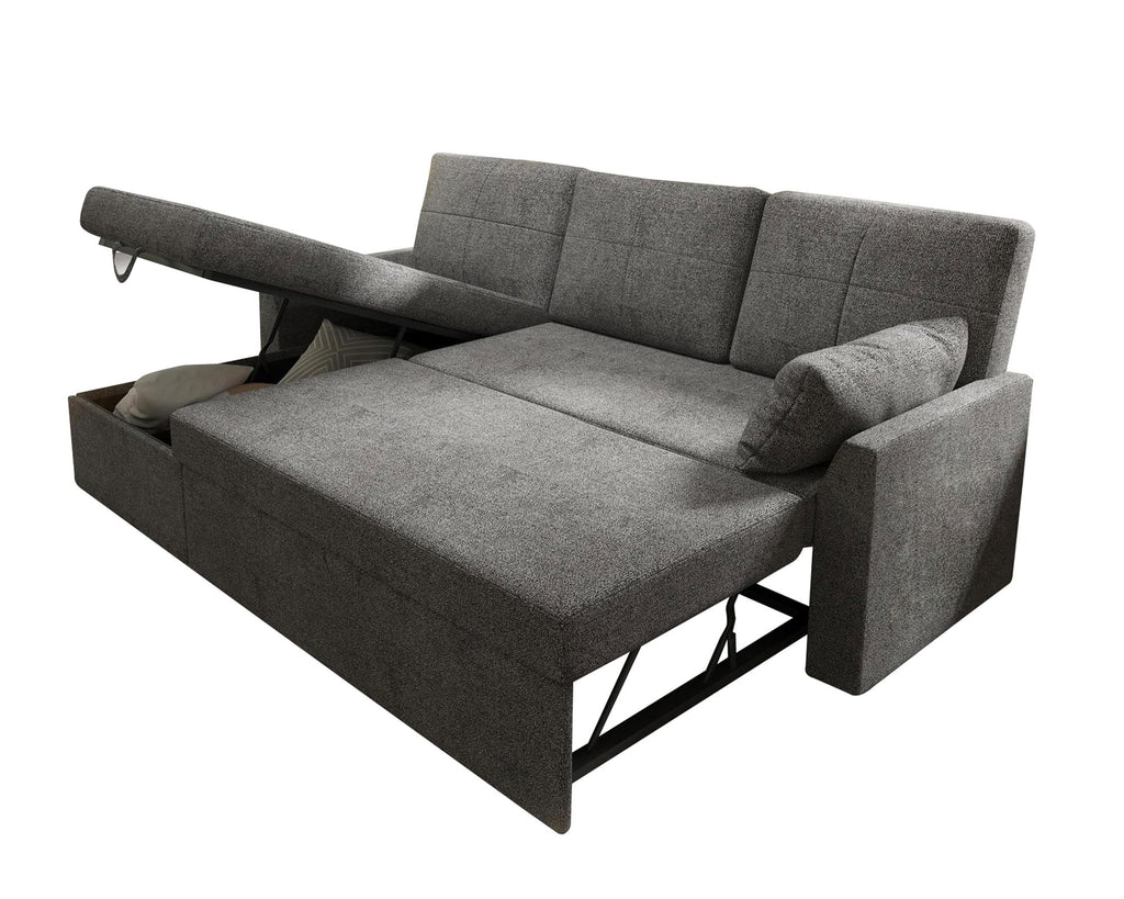 PaPaJet Sofa Bed, Sleeper Sofa with Storage Chaise, L Shaped Sofa with Pull Out Bed, Oversized Sofas for Living Room, Beige