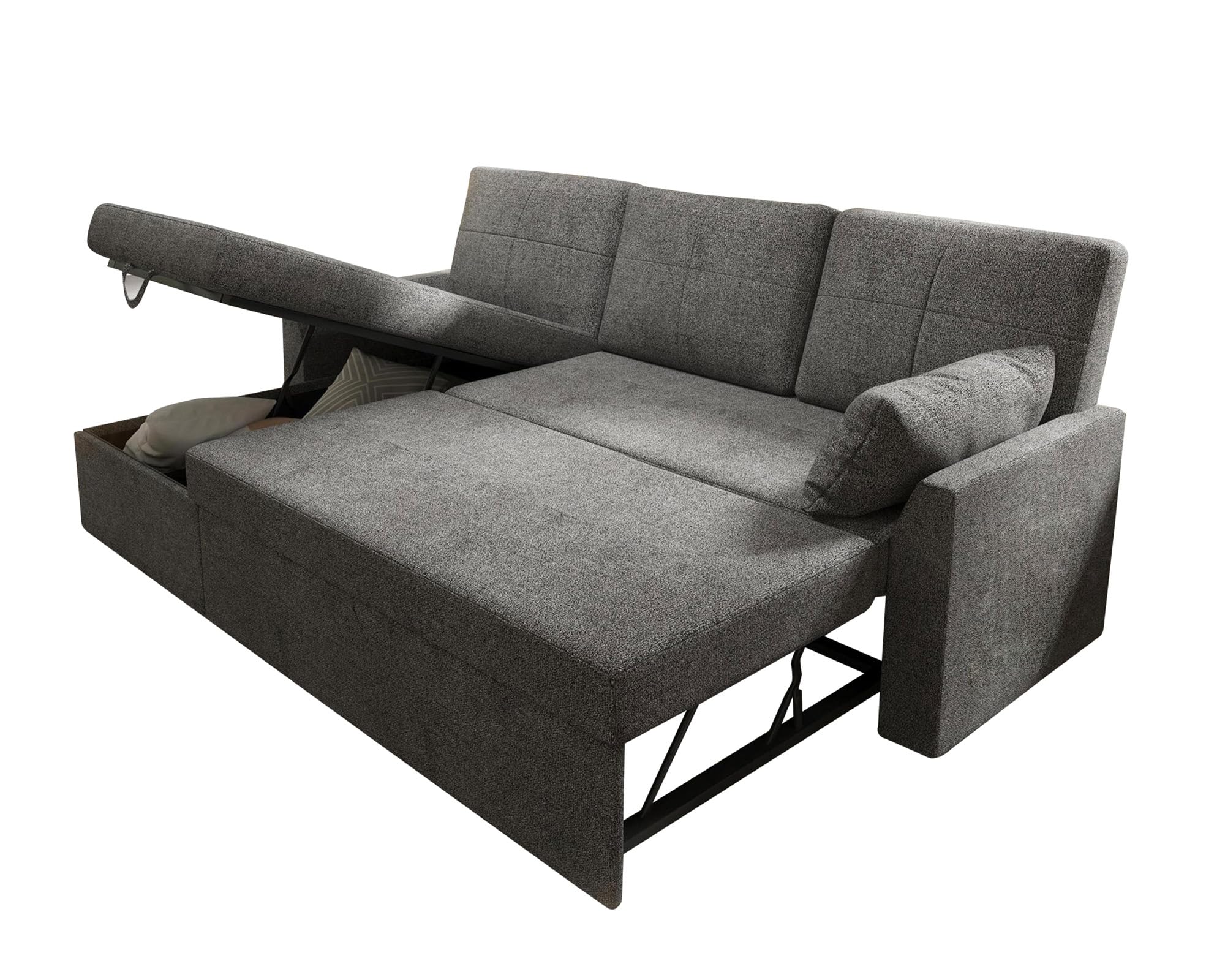 PaPaJet Sofa Bed, Sleeper Sofa with Storage Chaise, L Shaped Sofa with Pull Out Bed, Oversized Sofas for Living Room, Beige