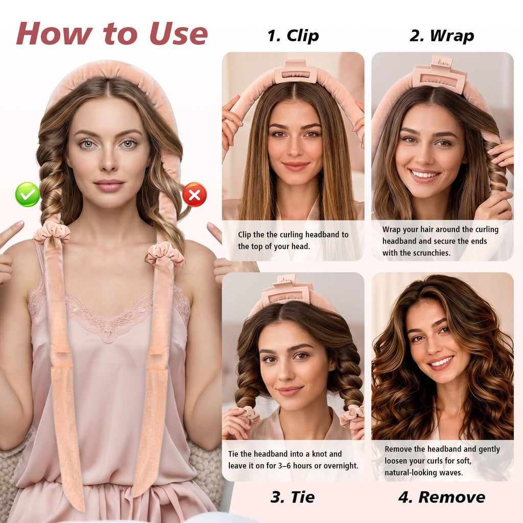 Gwabee Heatless Curls Overnight Hair Curler, 70" Soft Hair Curlers to Sleep In No Heat Curls Overnight, 9 PCS No Heat Curlers Set for Women - Blue