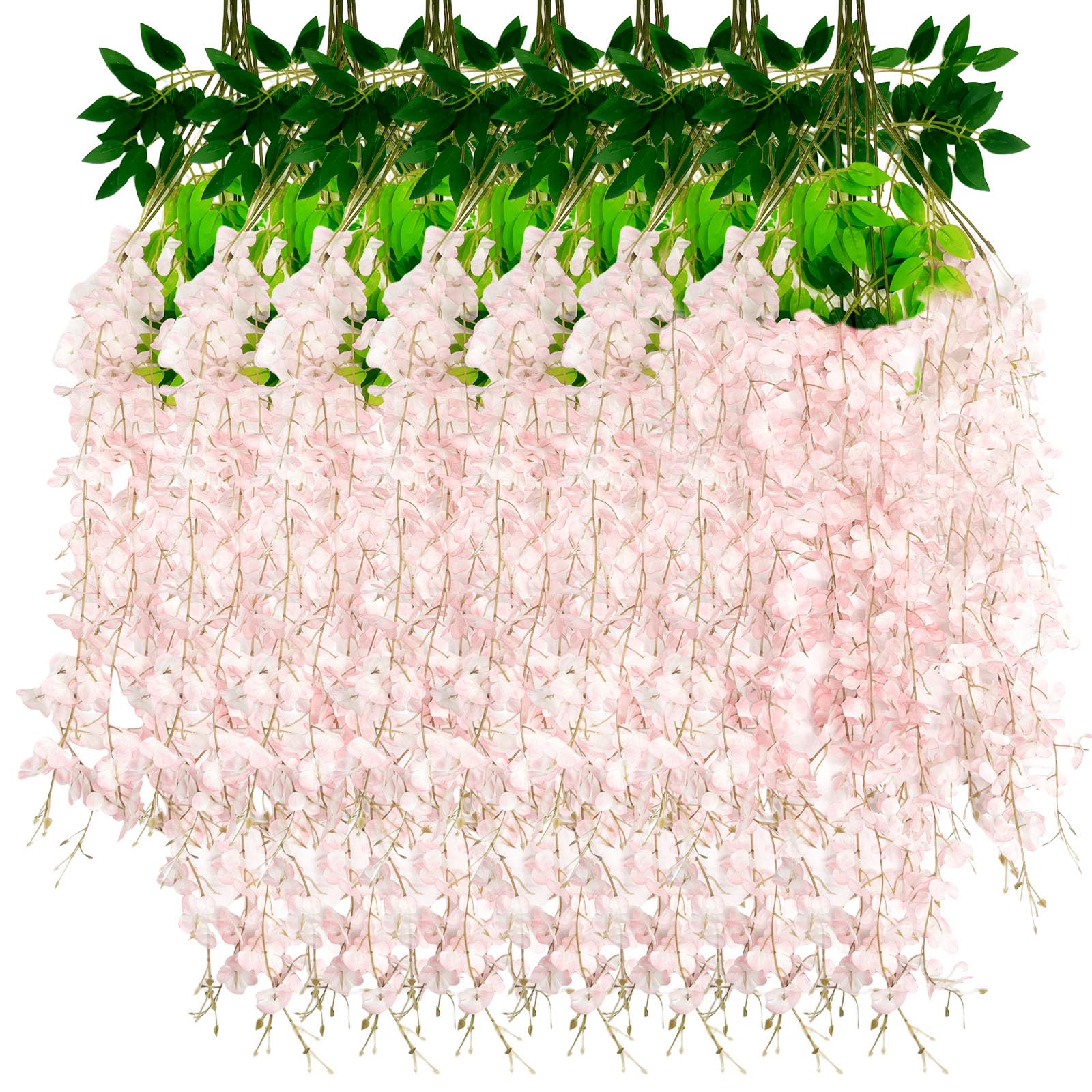 5 Pack Pink Wisteria Hanging Flowers Garland, 3.77 Feet Artificial Flower Vines, Fake Wisteria, Artificial Vines Hanging Garland for Backdrop Outdoor Yard Garden Decor