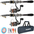 PLUSINNO Fishing Rod, Telescopic Fishing Rod and Reel Combo, Collapsible Travel Fishing Pole Rod Starter Kit, Carbon Fiber Fishing Rods and 12 +1 Bearings Stainless Steel, Fishing Gifts for Men Adults