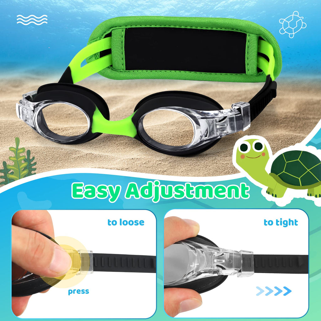 Vvinca Kids Swim Goggles with Fabric Strap No Tangle Pain-Free, Anti-Fog Swimming Pool Goggle No Leak for Toddlers Girls Boys
